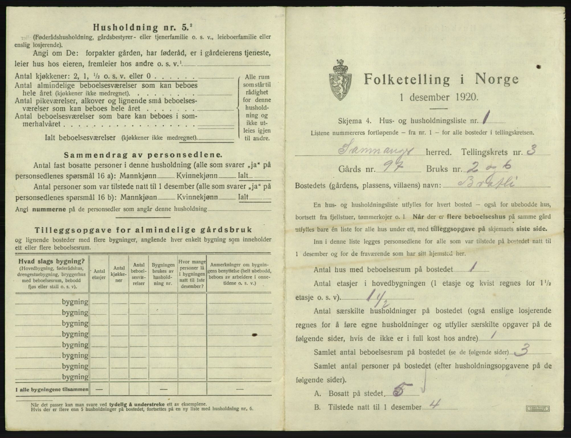 SAB, 1920 census for Samnanger, 1920, p. 160