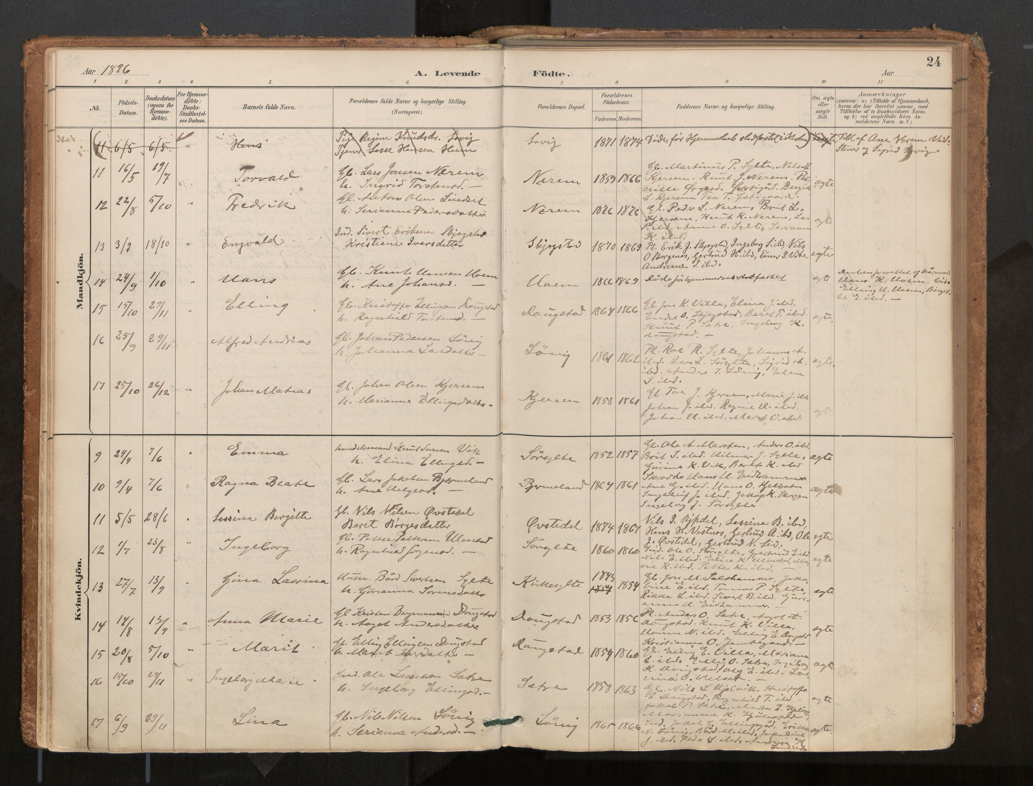 Ministerialprotokoller, klokkerbøker og fødselsregistre - Møre og Romsdal, AV/SAT-A-1454/541/L0545a: Parish register (official) no. 541A03, 1887-1912, p. 24