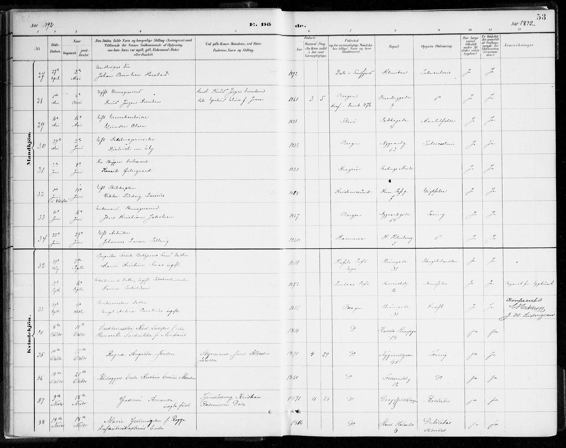 Johanneskirken sokneprestembete, AV/SAB-A-76001/H/Haa/L0019: Parish register (official) no. E 1, 1885-1915, p. 53