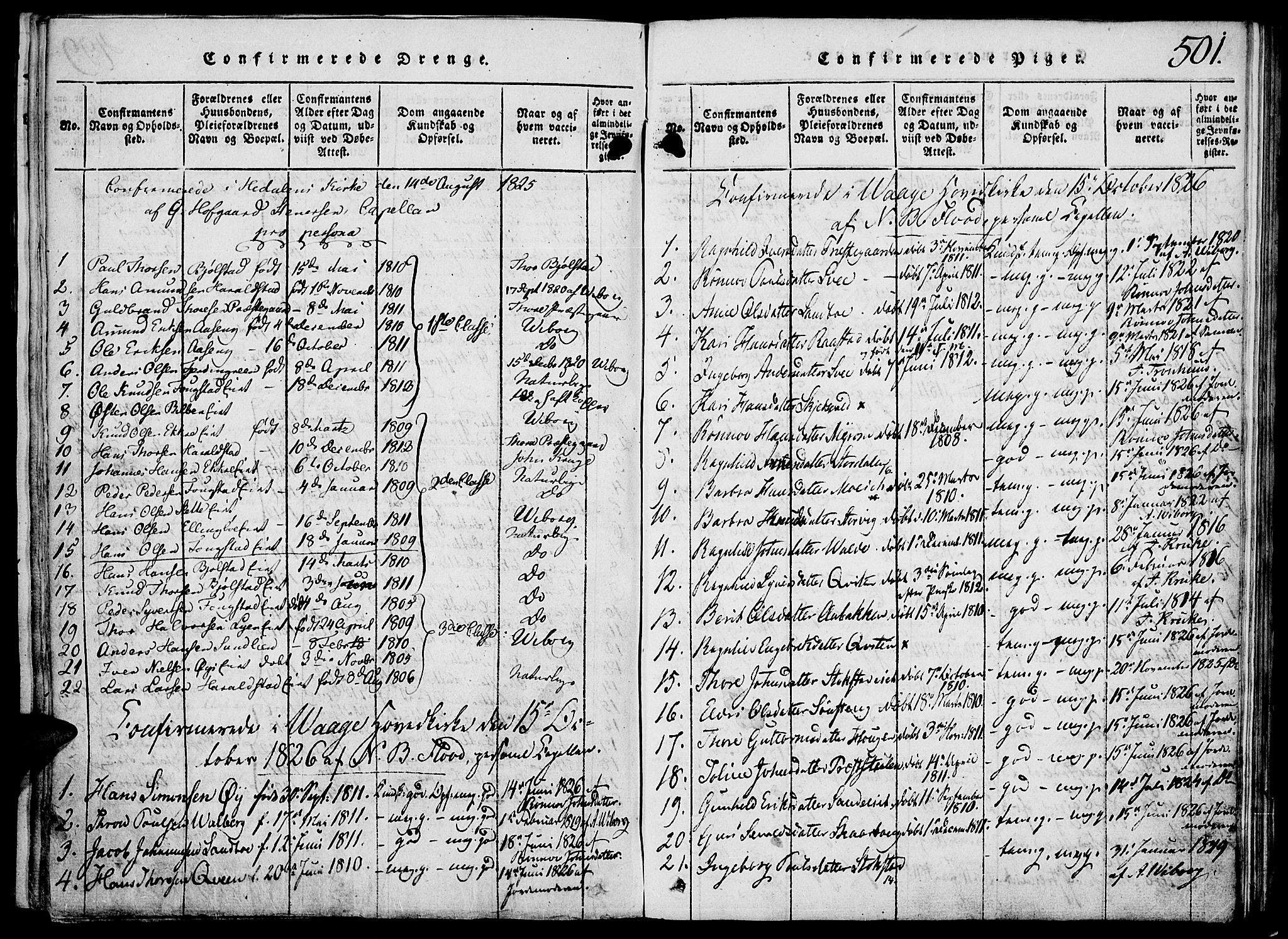 Vågå prestekontor, SAH/PREST-076/H/Ha/Hab/L0001: Parish register (copy) no. 1, 1815-1827, p. 500-501