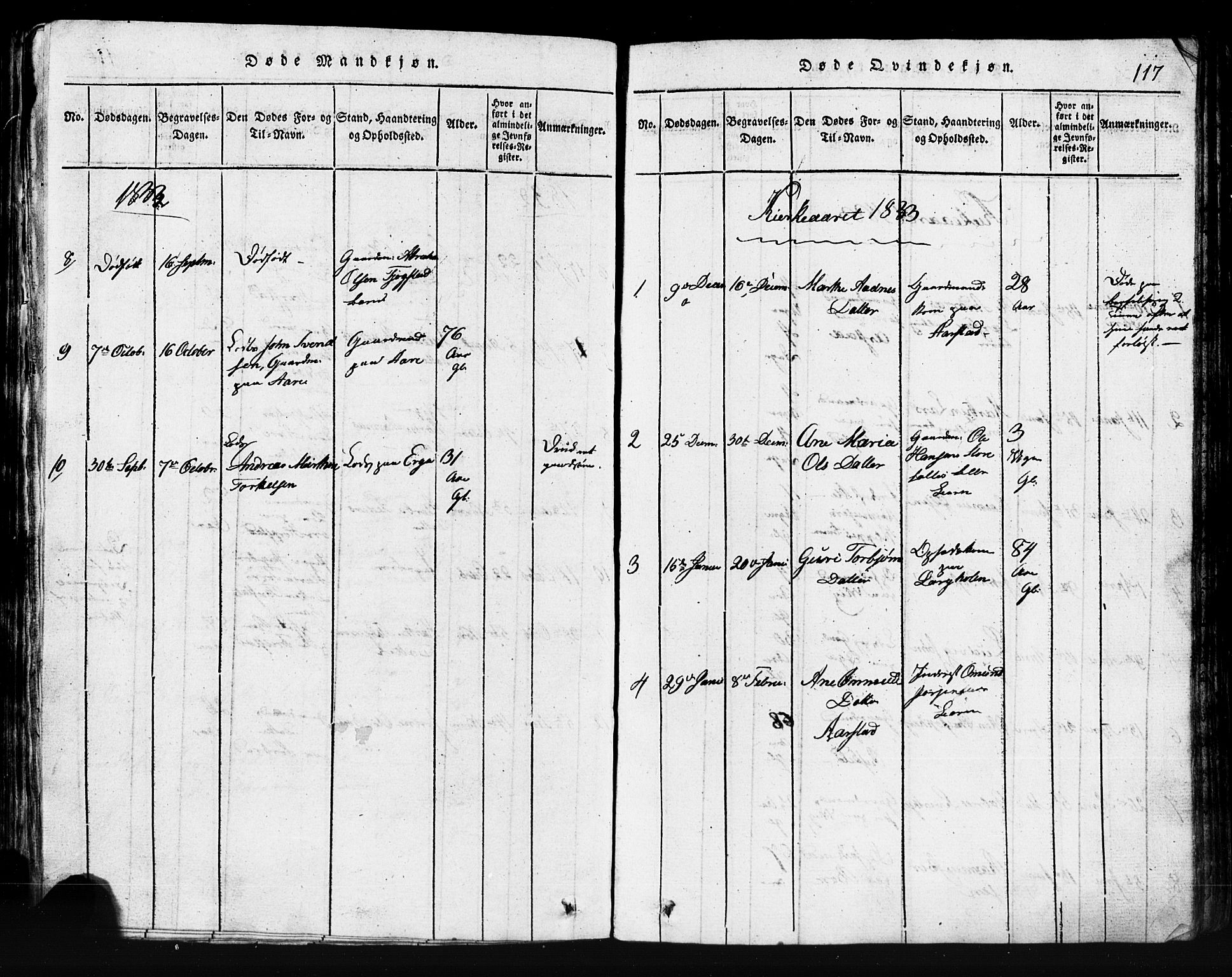 Klepp sokneprestkontor, SAST/A-101803/001/3/30BB/L0001: Parish register (copy) no.  B 1, 1816-1859, p. 117