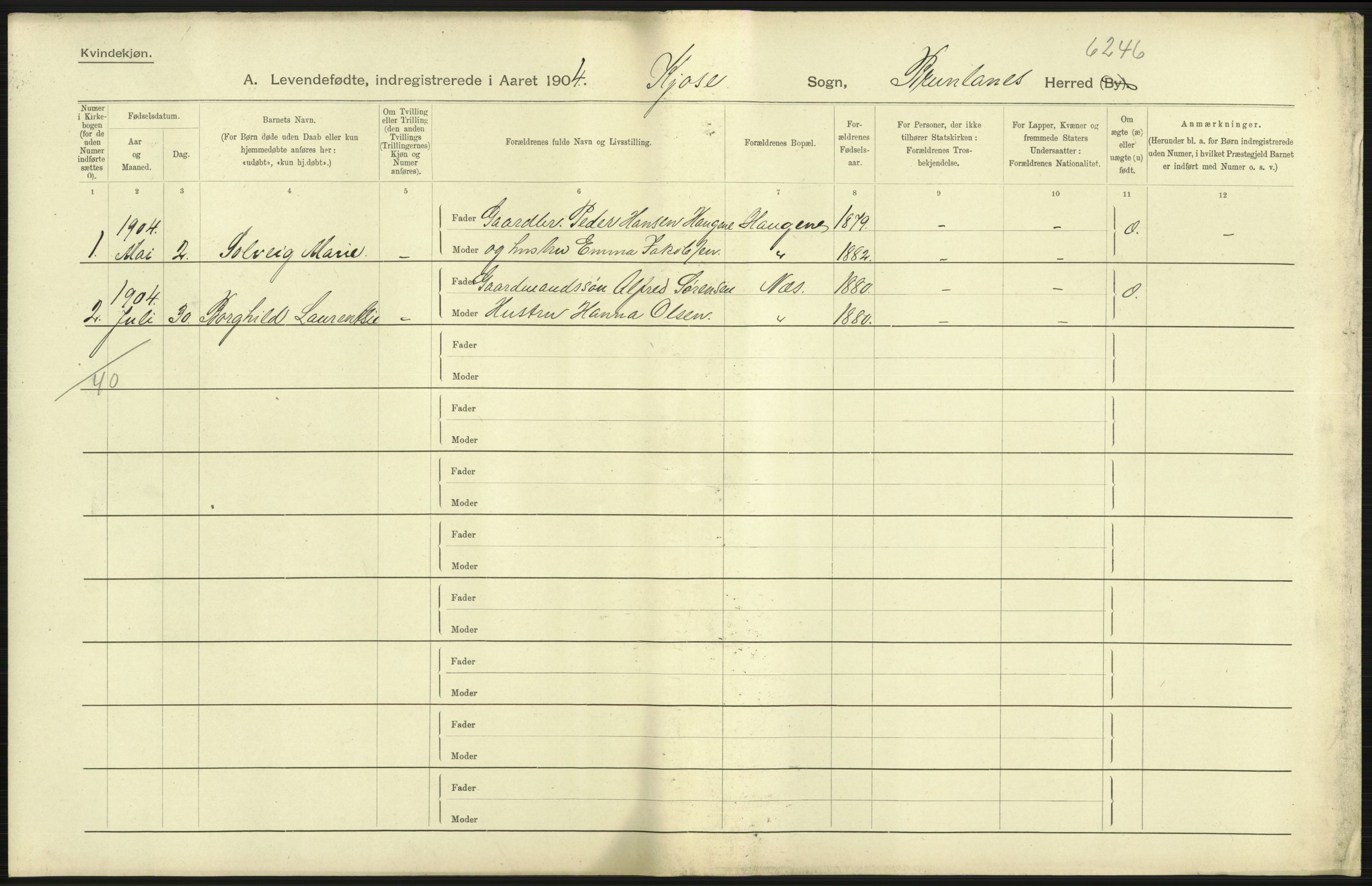 Statistisk sentralbyrå, Sosiodemografiske emner, Befolkning, AV/RA-S-2228/D/Df/Dfa/Dfab/L0008: Jarlsberg og Larvig amt: Fødte, gifte, døde, 1904, p. 49