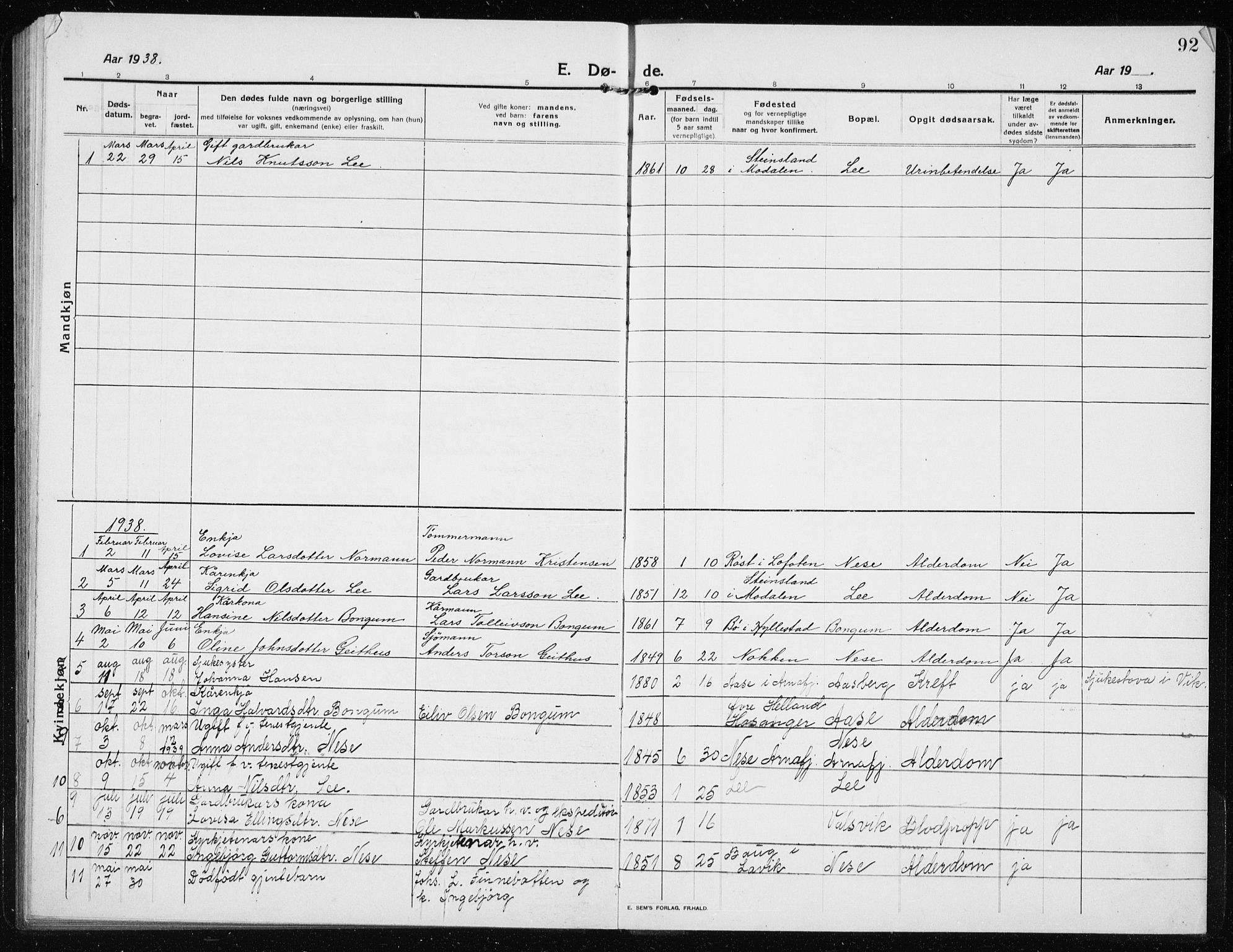 Vik sokneprestembete, SAB/A-81501: Parish register (copy) no. B 4, 1913-1938, p. 92