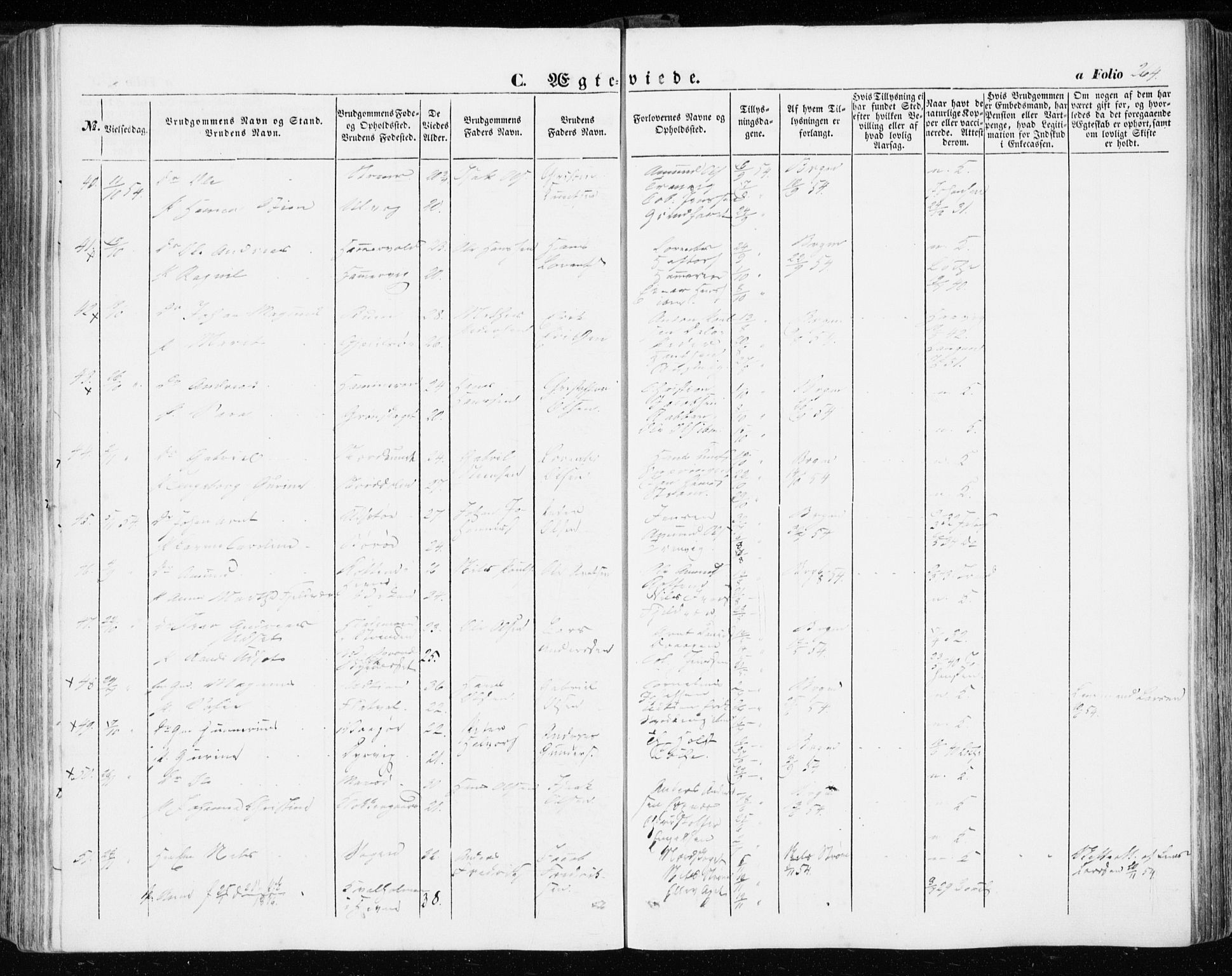 Ministerialprotokoller, klokkerbøker og fødselsregistre - Sør-Trøndelag, SAT/A-1456/634/L0530: Parish register (official) no. 634A06, 1852-1860, p. 264