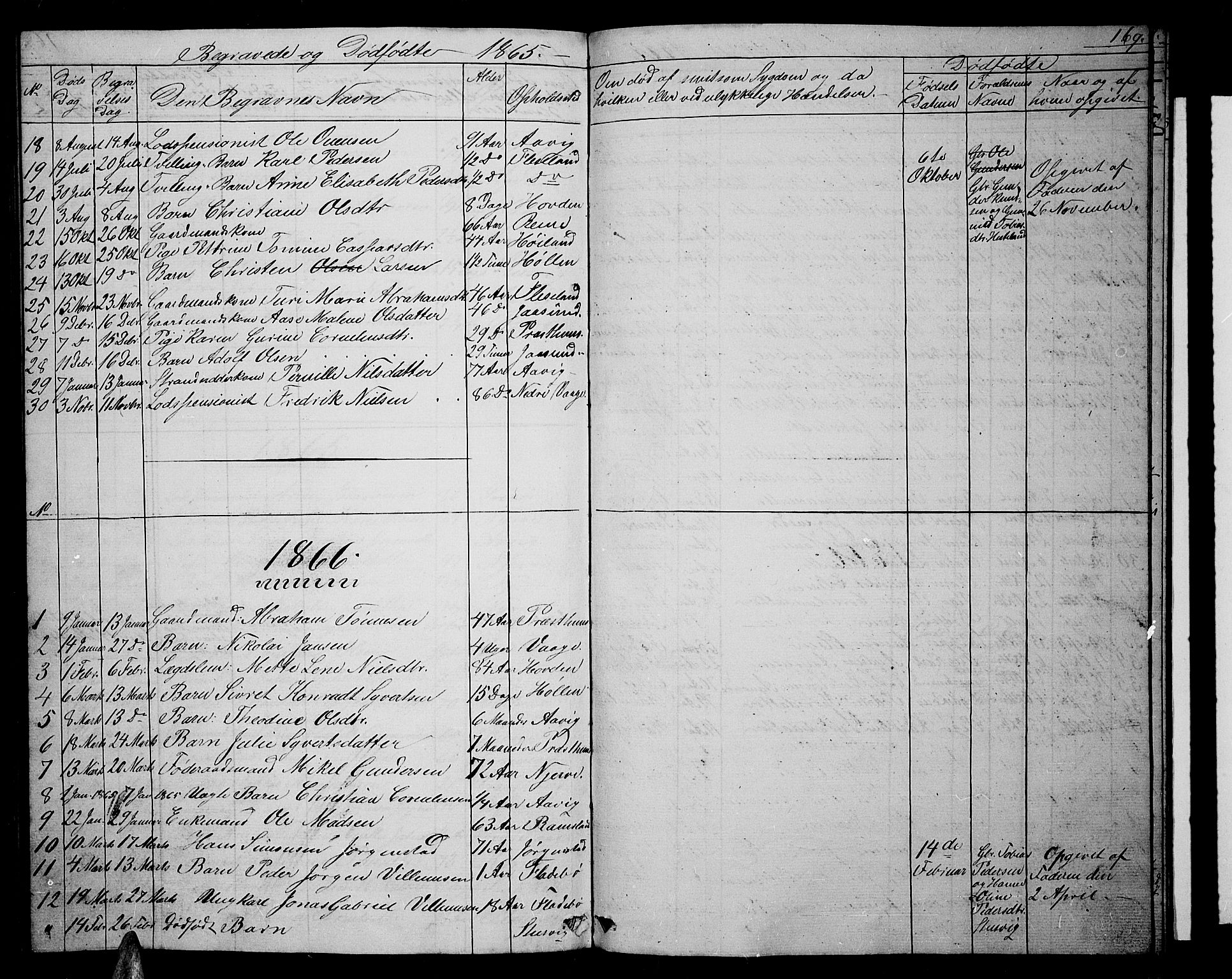 Sør-Audnedal sokneprestkontor, AV/SAK-1111-0039/F/Fb/Fba/L0002: Parish register (copy) no. B 2, 1853-1878, p. 169