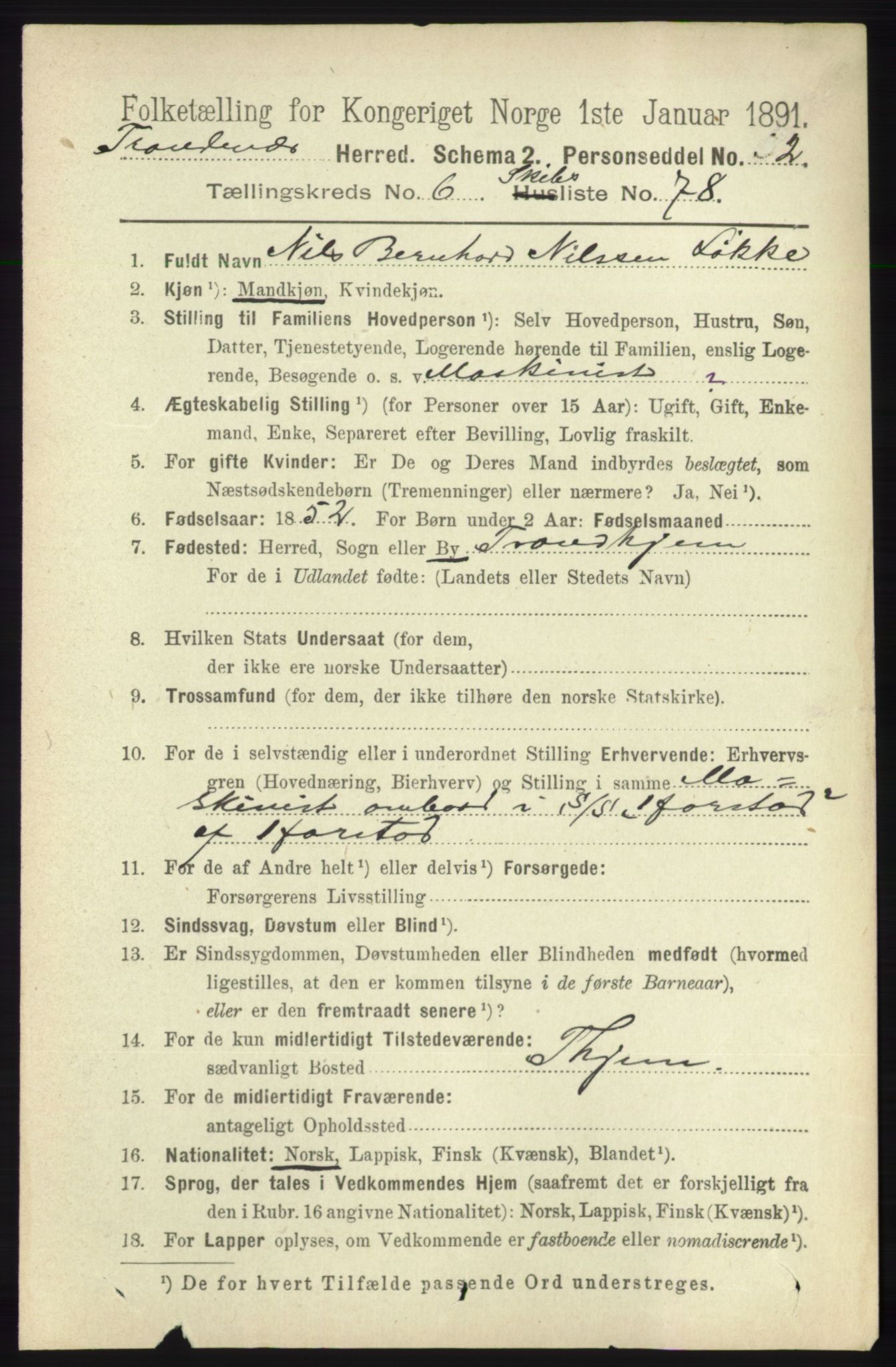 RA, 1891 census for 1914 Trondenes, 1891, p. 4320