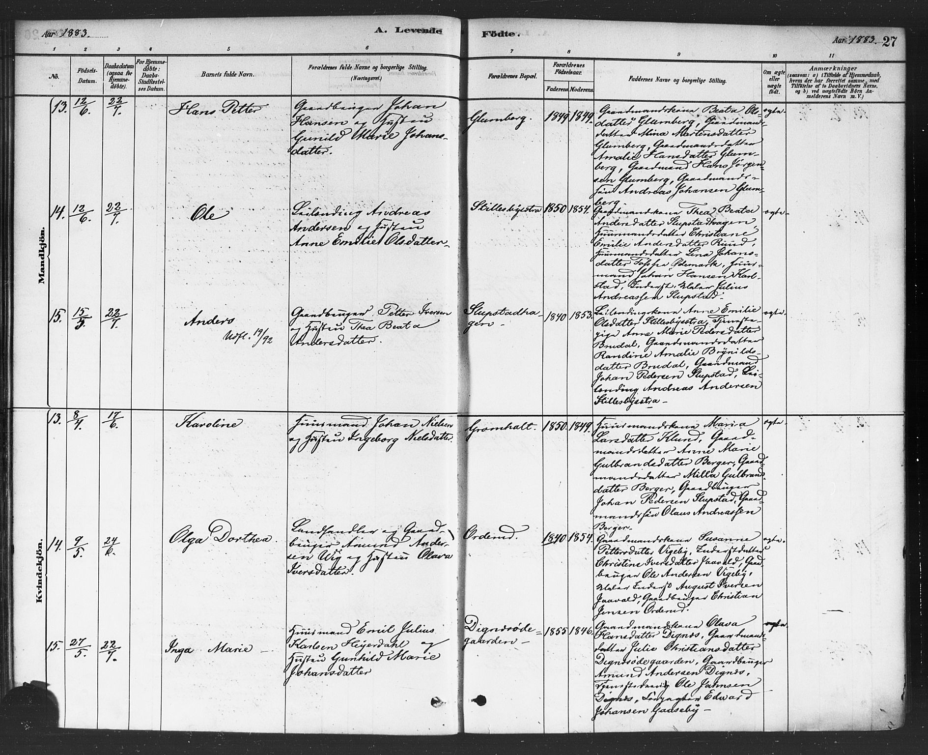 Rødenes prestekontor Kirkebøker, SAO/A-2005/F/Fa/L0009: Parish register (official) no. I 9, 1880-1889, p. 27