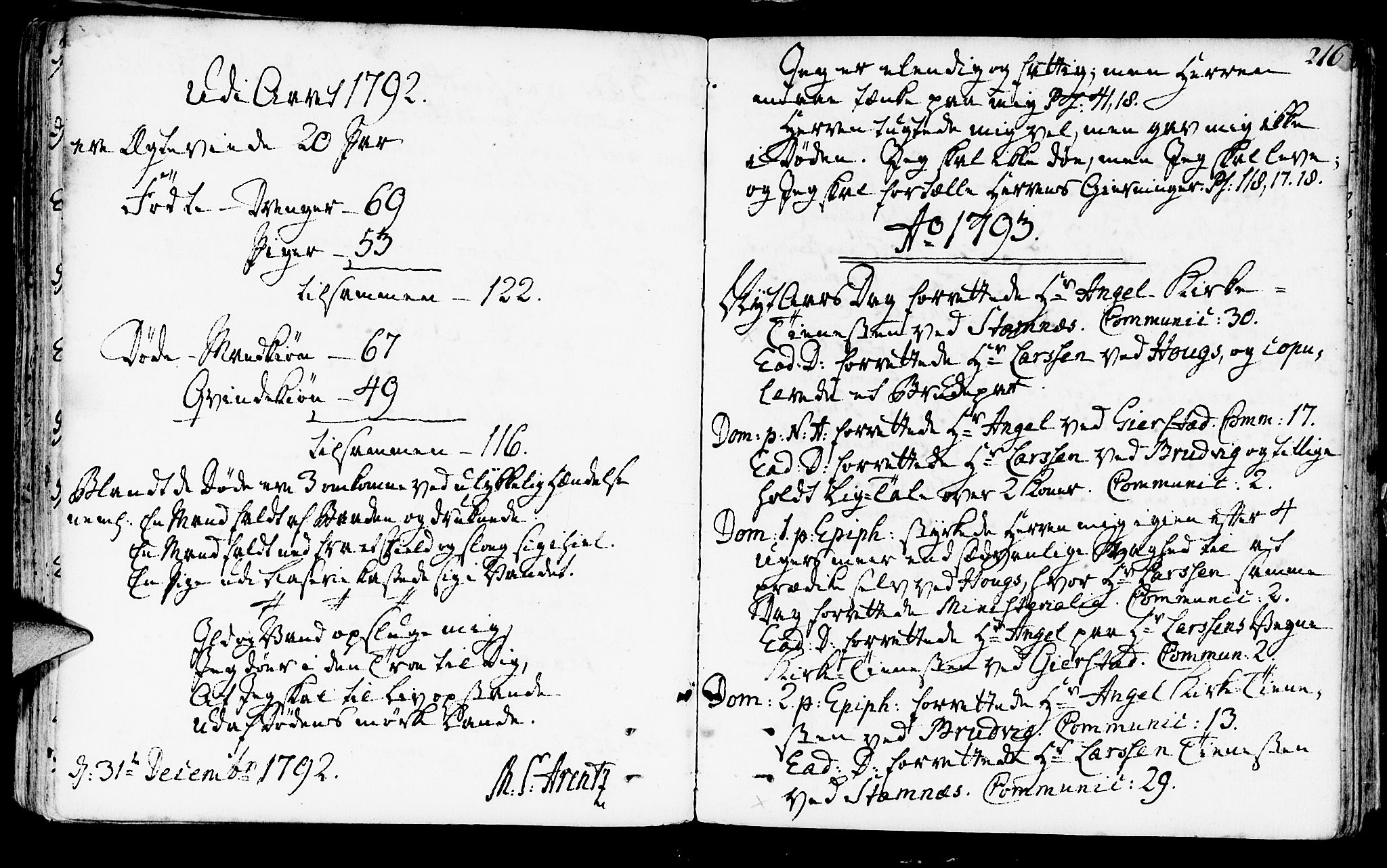 Haus sokneprestembete, SAB/A-75601/H/Haa: Parish register (official) no. A 10, 1782-1796, p. 216
