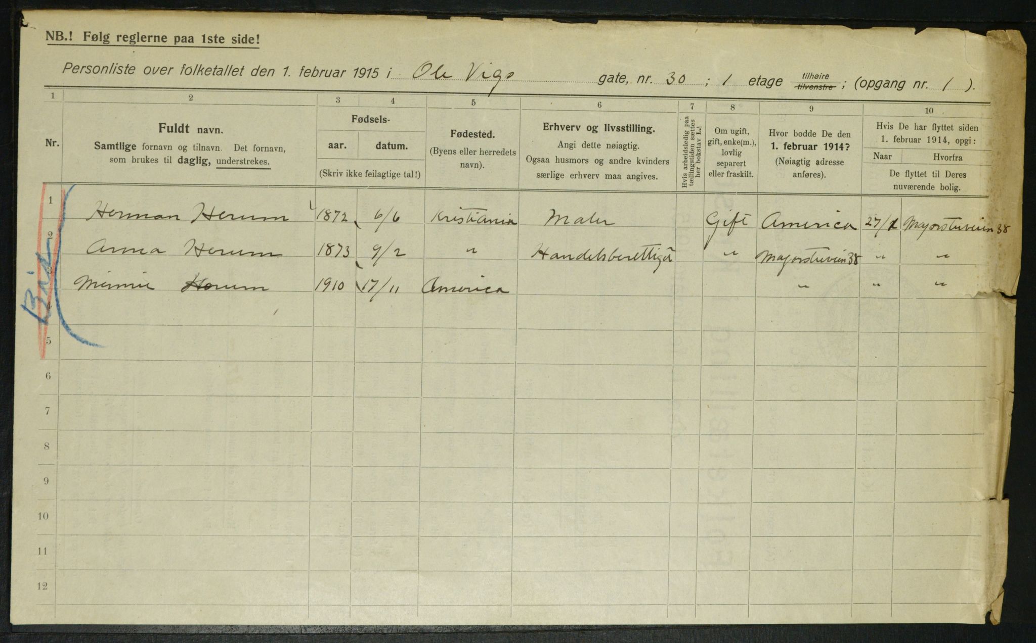 OBA, Municipal Census 1915 for Kristiania, 1915, p. 75196