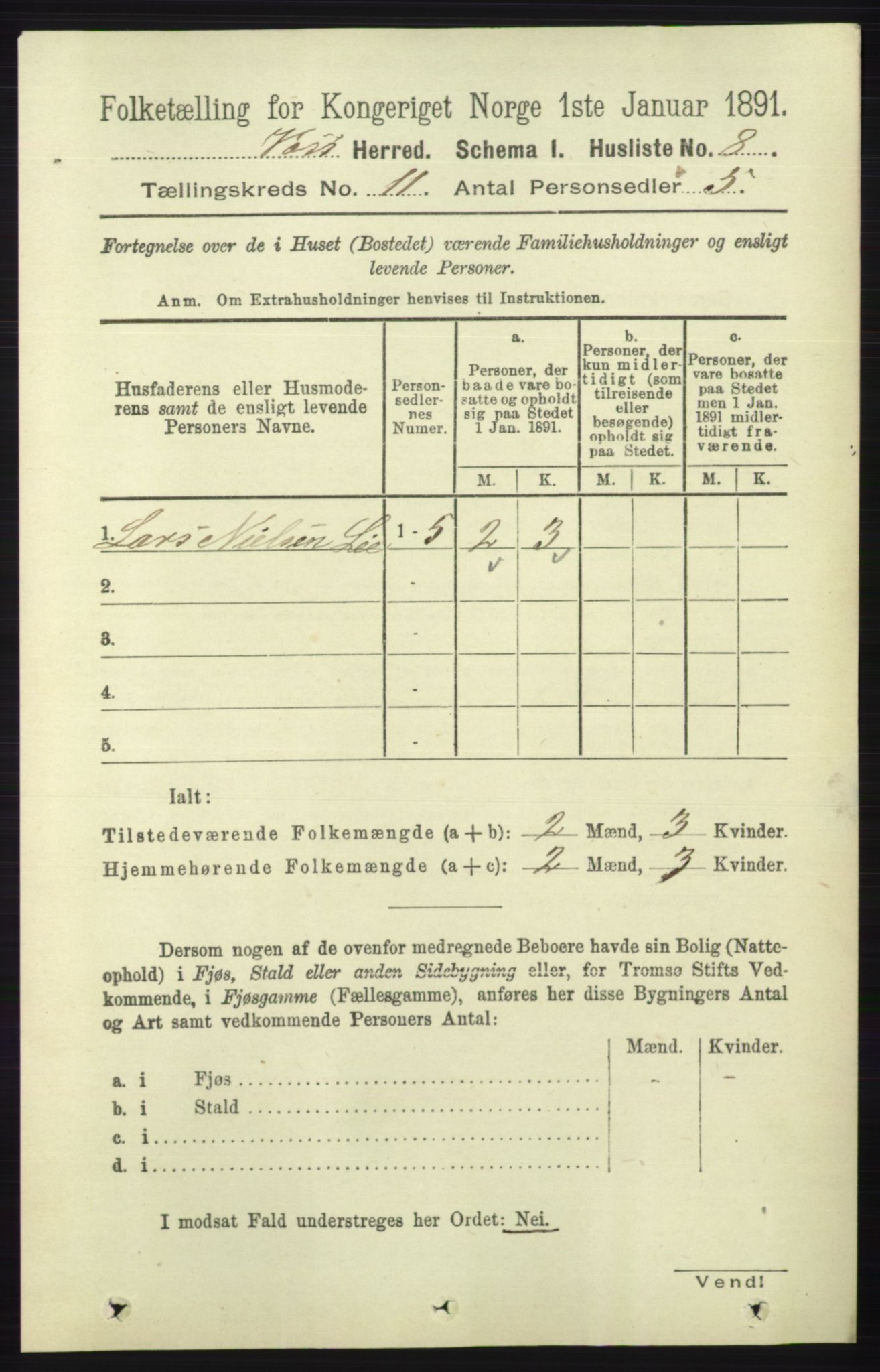 RA, 1891 census for 1235 Voss, 1891, p. 5732