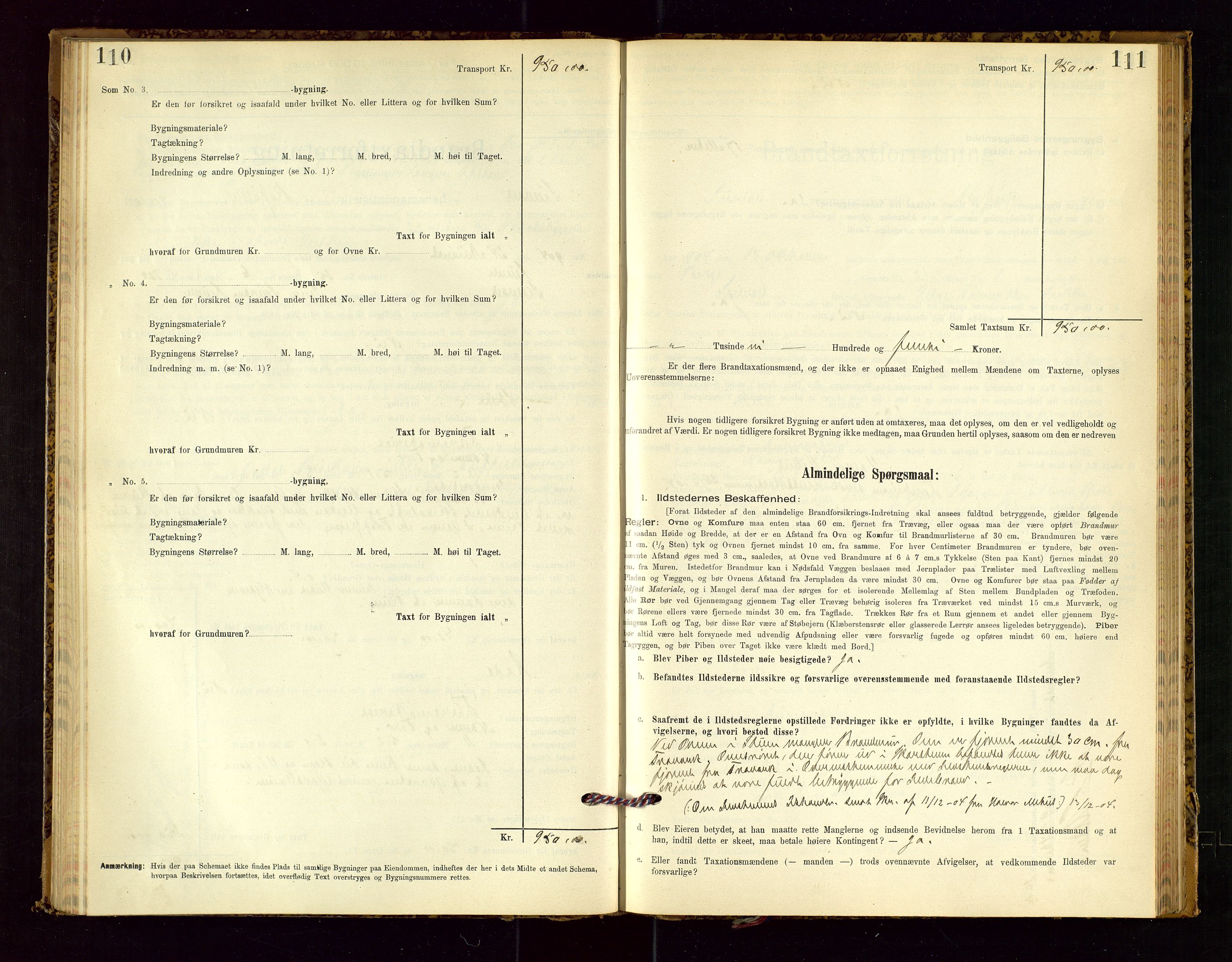 Suldal lensmannskontor, SAST/A-100419/Gob/L0001: "Brandtaxationsprotokol", 1894-1923, p. 110-111