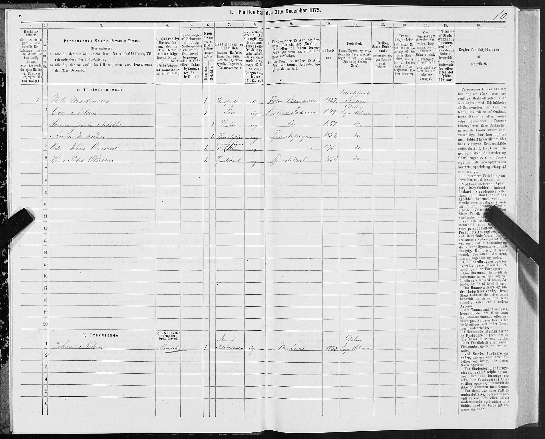 SAT, 1875 census for 1617P Hitra, 1875, p. 7010