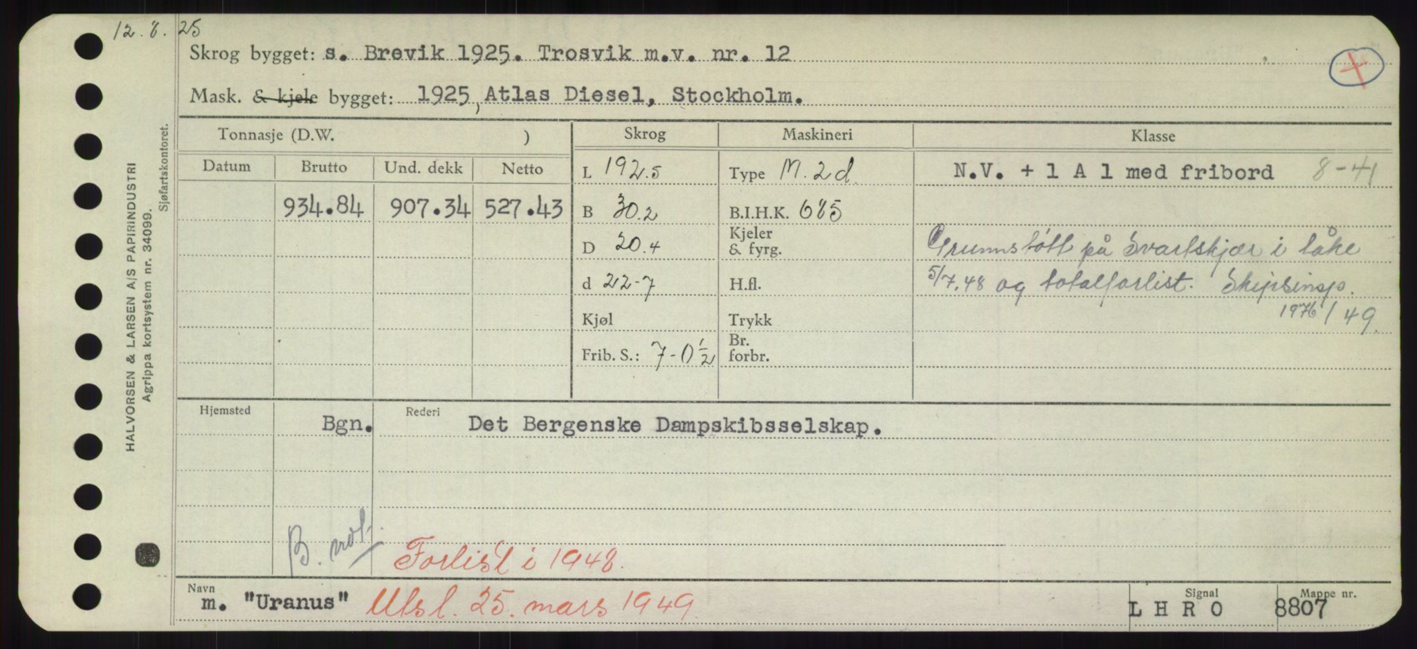 Sjøfartsdirektoratet med forløpere, Skipsmålingen, RA/S-1627/H/Hd/L0040: Fartøy, U-Ve, p. 121