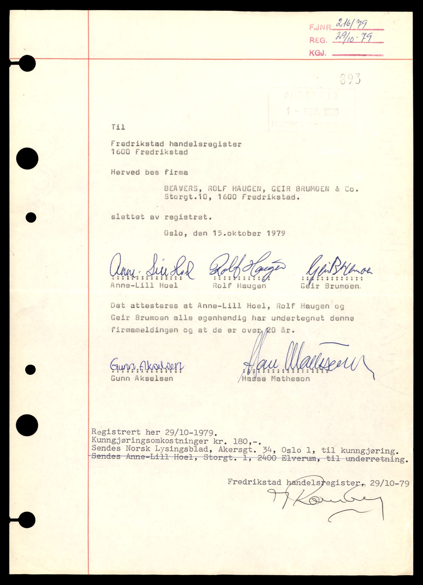 Fredrikstad tingrett, AV/SAT-A-10473/K/Kb/Kba/L0003: Enkeltmannsforetak, aksjeselskap og andelslag, Be-Bl, 1944-1990, p. 1