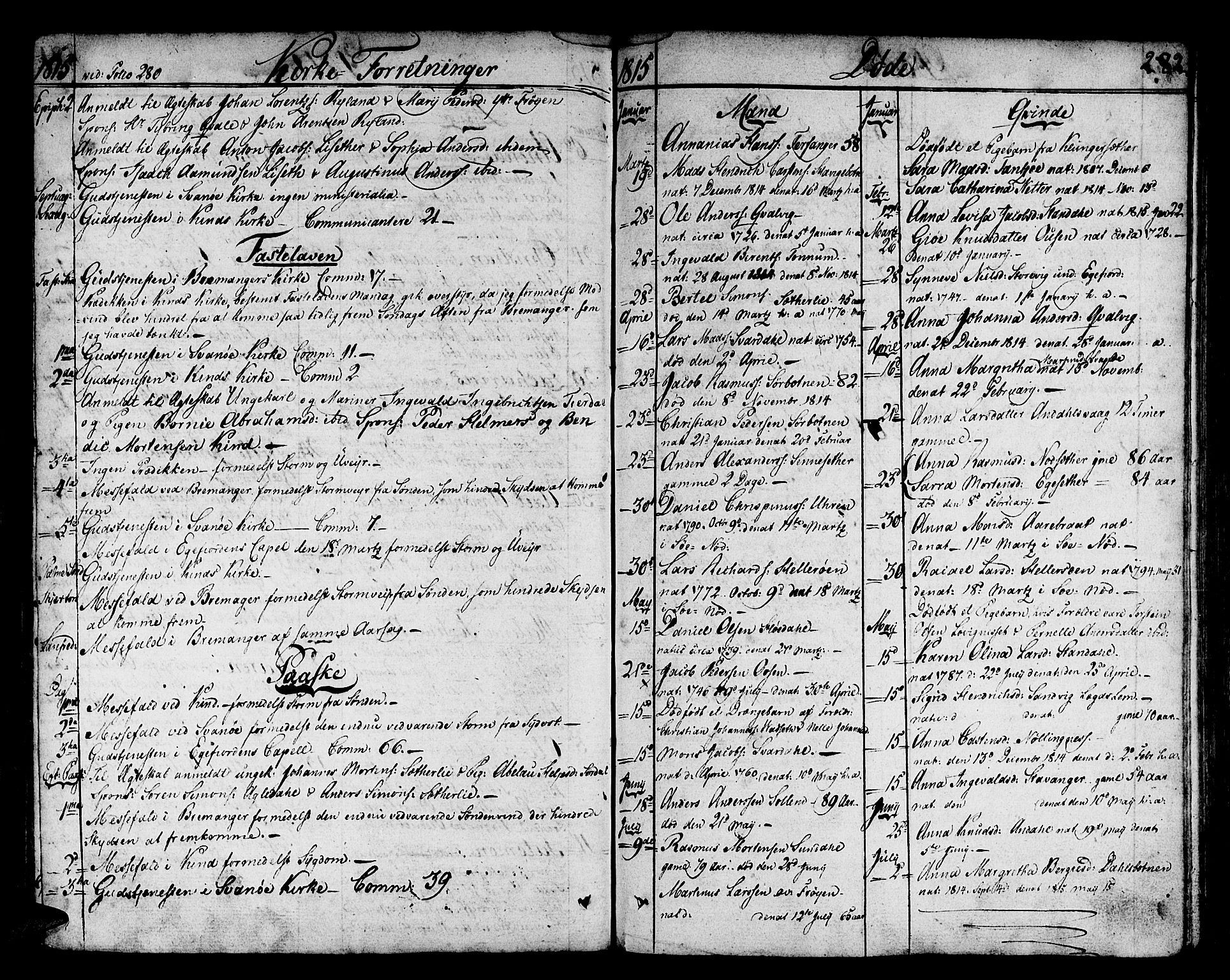 Kinn sokneprestembete, AV/SAB-A-80801/H/Haa/Haaa/L0003: Parish register (official) no. A 3, 1785-1821, p. 282