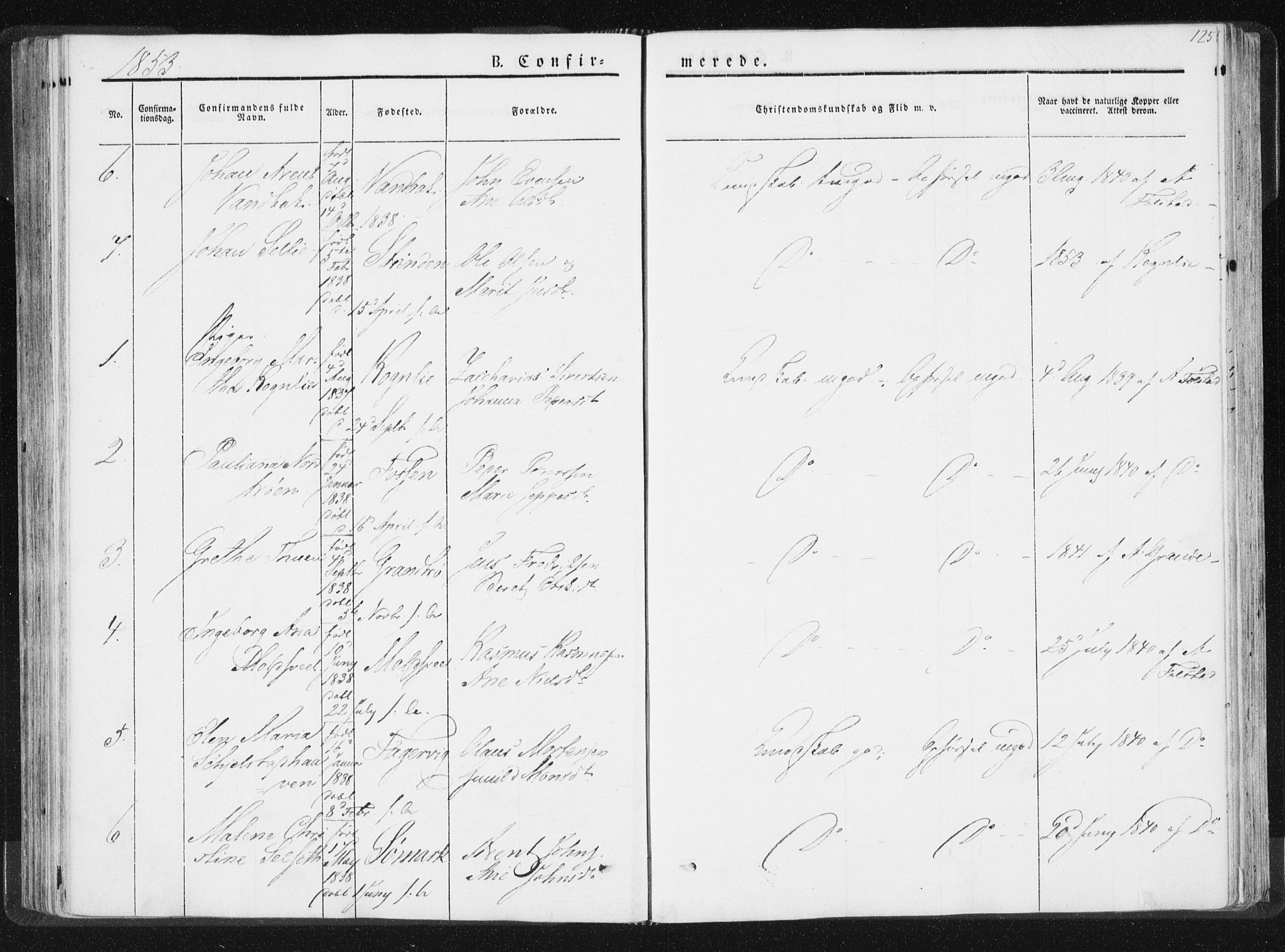 Ministerialprotokoller, klokkerbøker og fødselsregistre - Nord-Trøndelag, SAT/A-1458/744/L0418: Parish register (official) no. 744A02, 1843-1866, p. 125