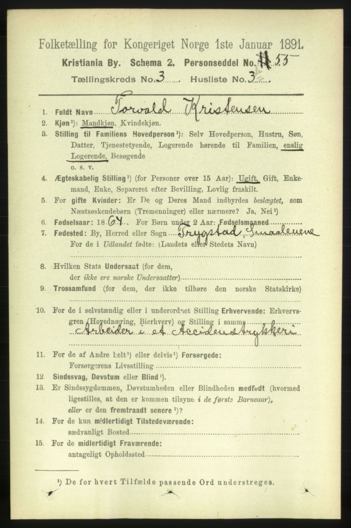 RA, 1891 census for 0301 Kristiania, 1891, p. 1311