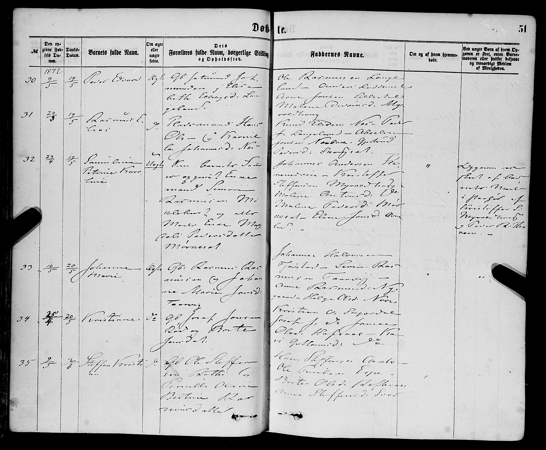 Eid sokneprestembete, AV/SAB-A-82301/H/Haa/Haaa/L0010: Parish register (official) no. A 10, 1867-1878, p. 51