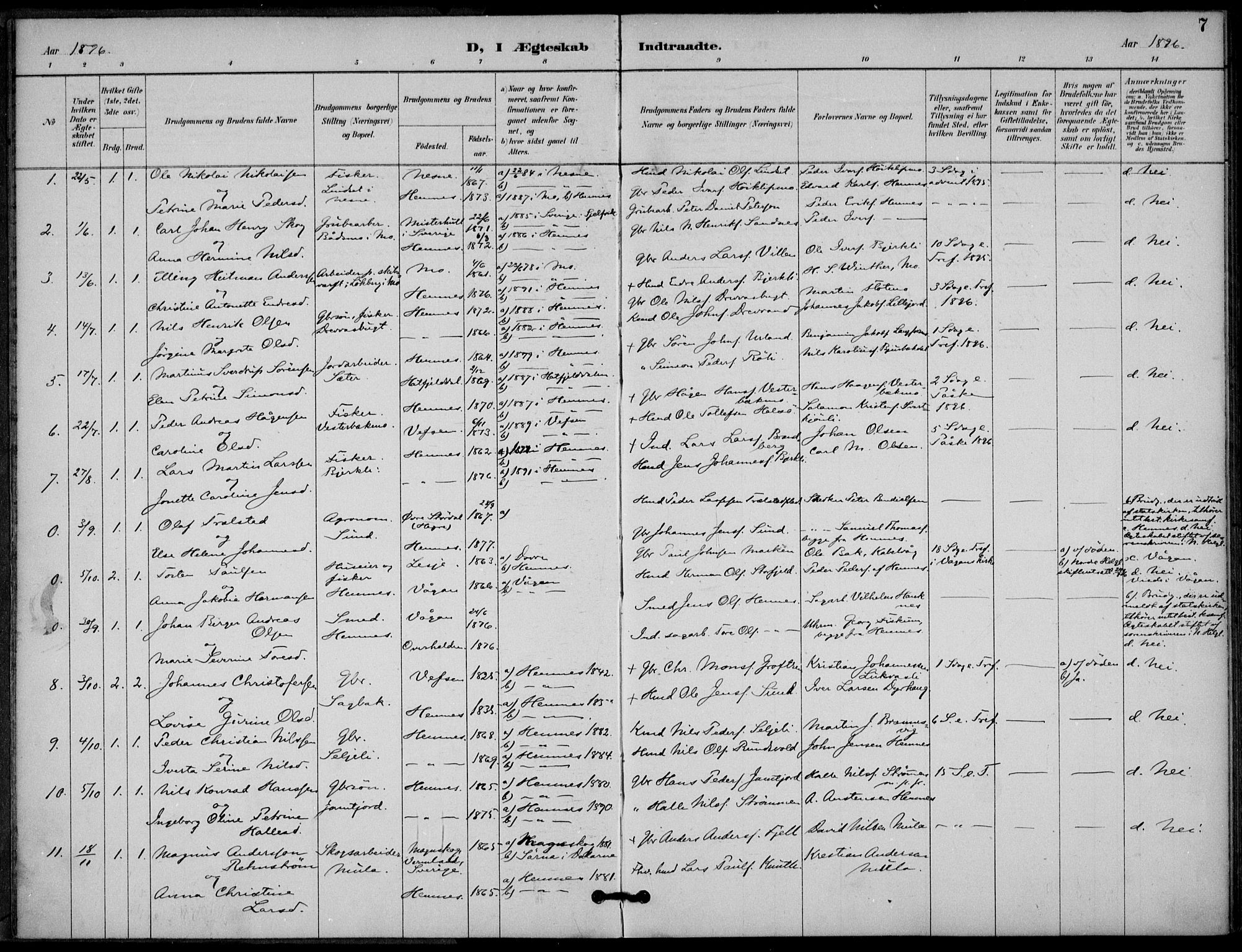 Ministerialprotokoller, klokkerbøker og fødselsregistre - Nordland, SAT/A-1459/825/L0363: Parish register (official) no. 825A17, 1890-1909, p. 7