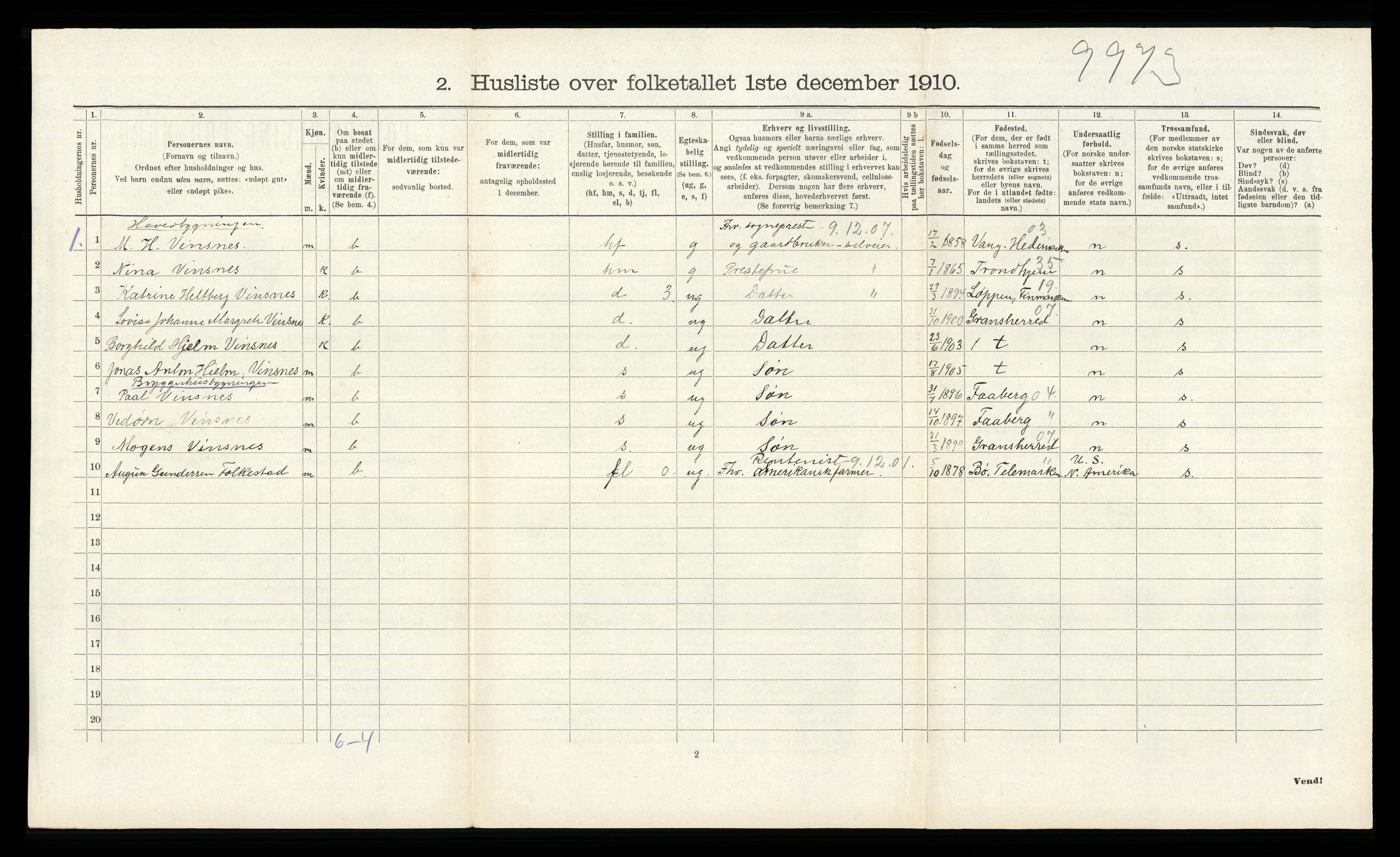 RA, 1910 census for Ramnes, 1910, p. 419