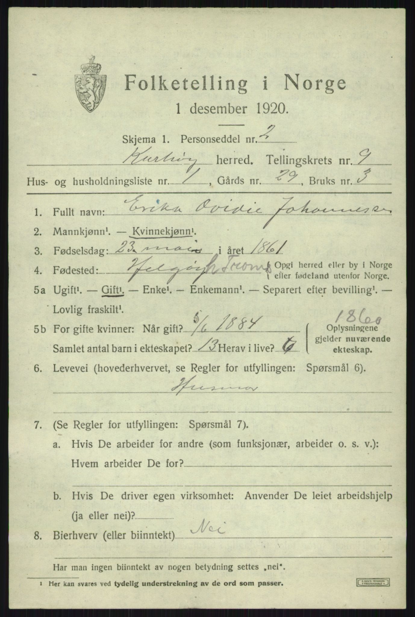 SATØ, 1920 census for Karlsøy, 1920, p. 3312