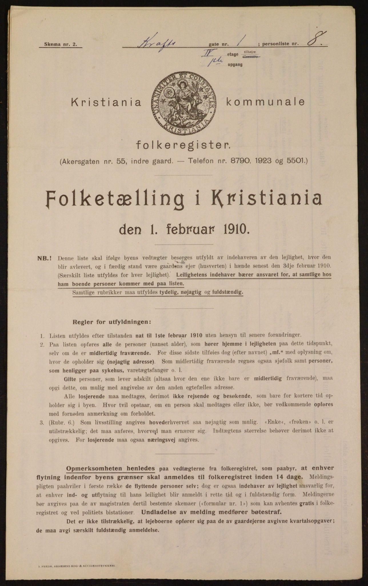 OBA, Municipal Census 1910 for Kristiania, 1910, p. 52332