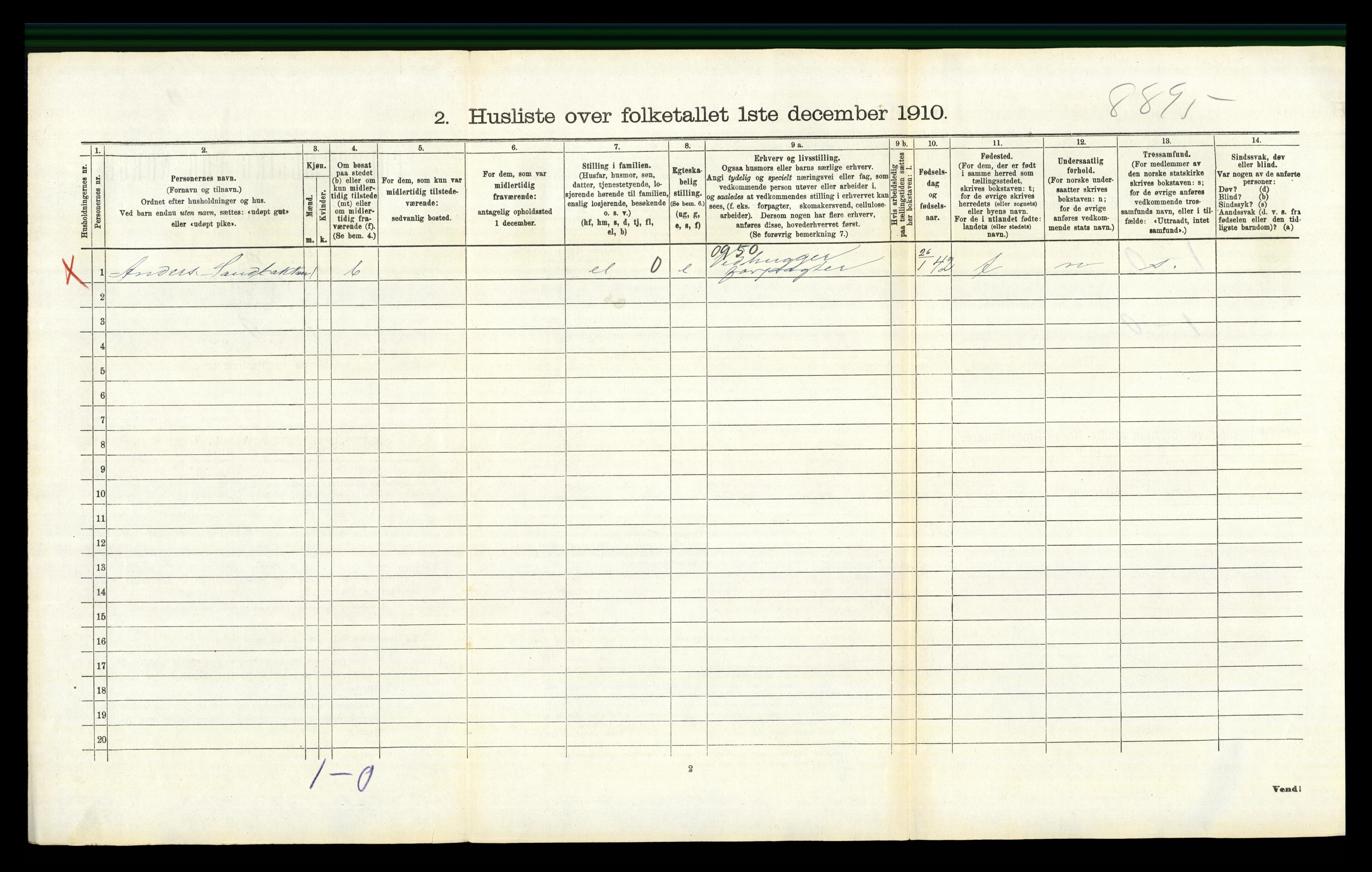 RA, 1910 census for Furnes, 1910, p. 945