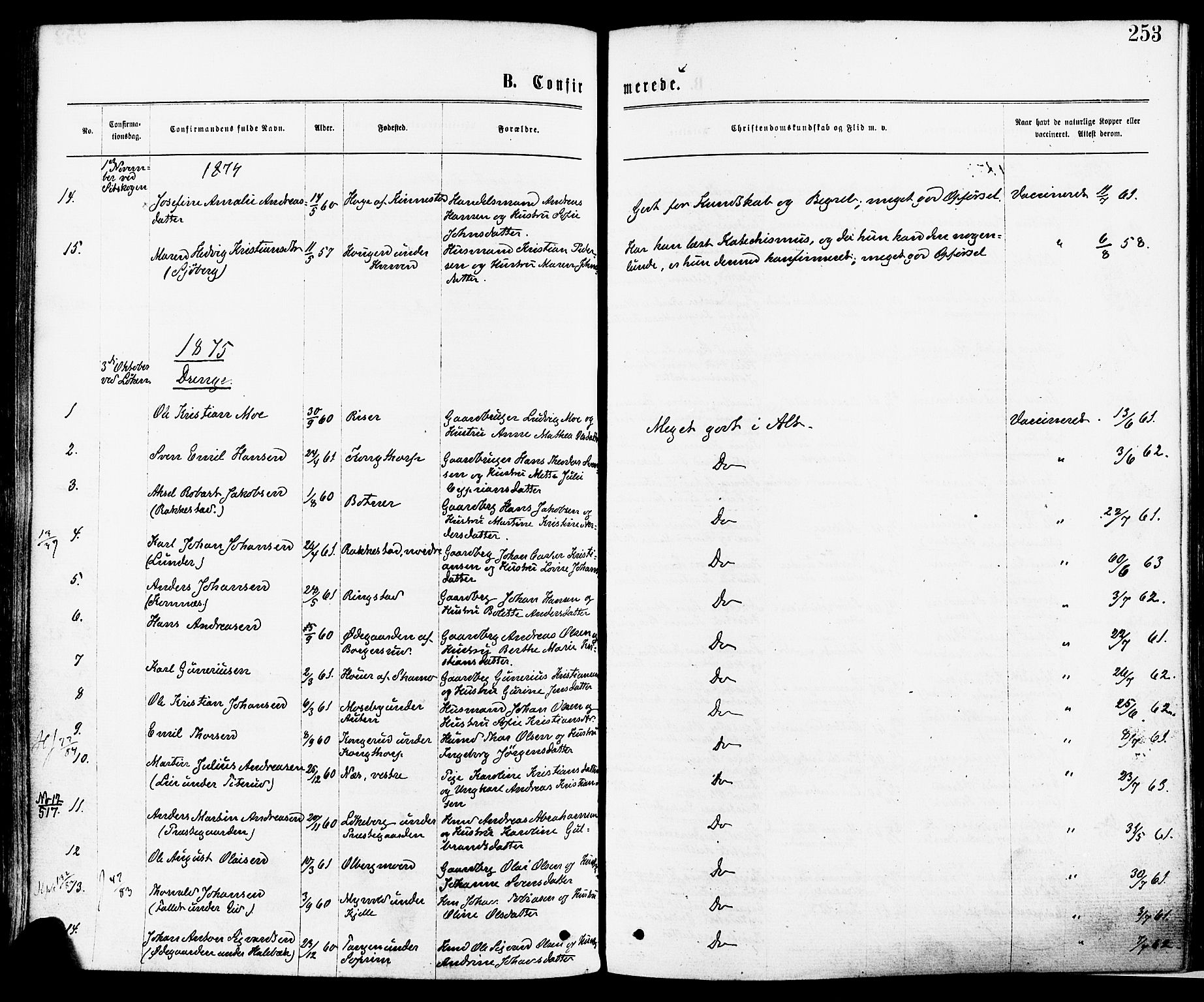 Høland prestekontor Kirkebøker, SAO/A-10346a/F/Fa/L0012.a: Parish register (official) no. I 12A, 1869-1879, p. 253