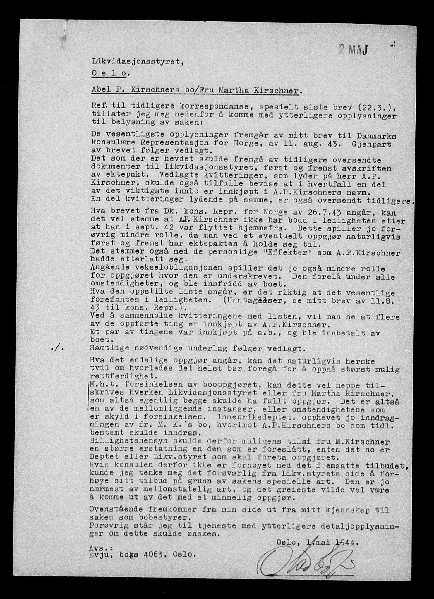 Justisdepartementet, Tilbakeføringskontoret for inndratte formuer, AV/RA-S-1564/H/Hc/Hcc/L0951: --, 1945-1947, p. 337