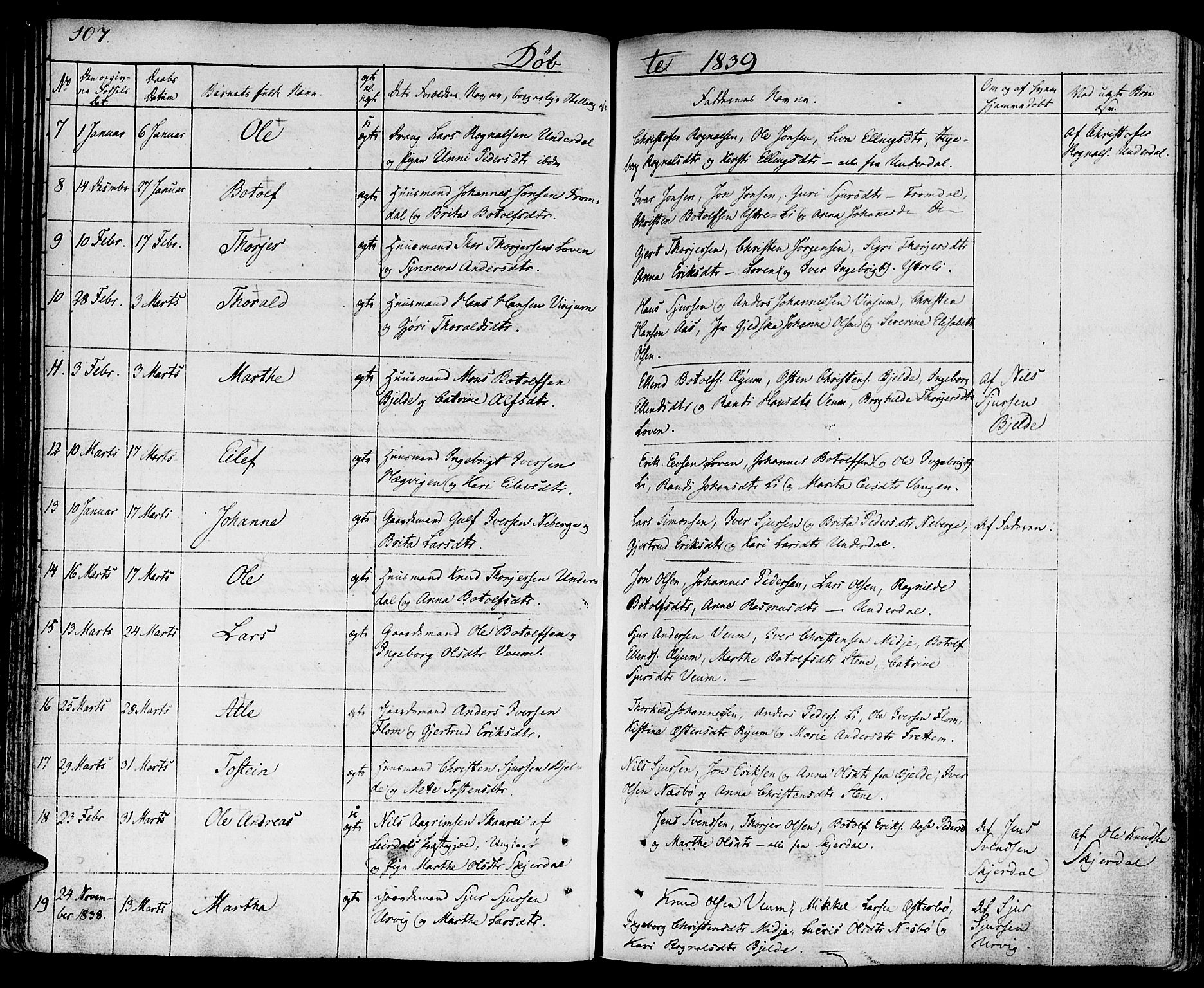 Aurland sokneprestembete, SAB/A-99937/H/Ha/Haa/L0006: Parish register (official) no. A 6, 1821-1859, p. 107