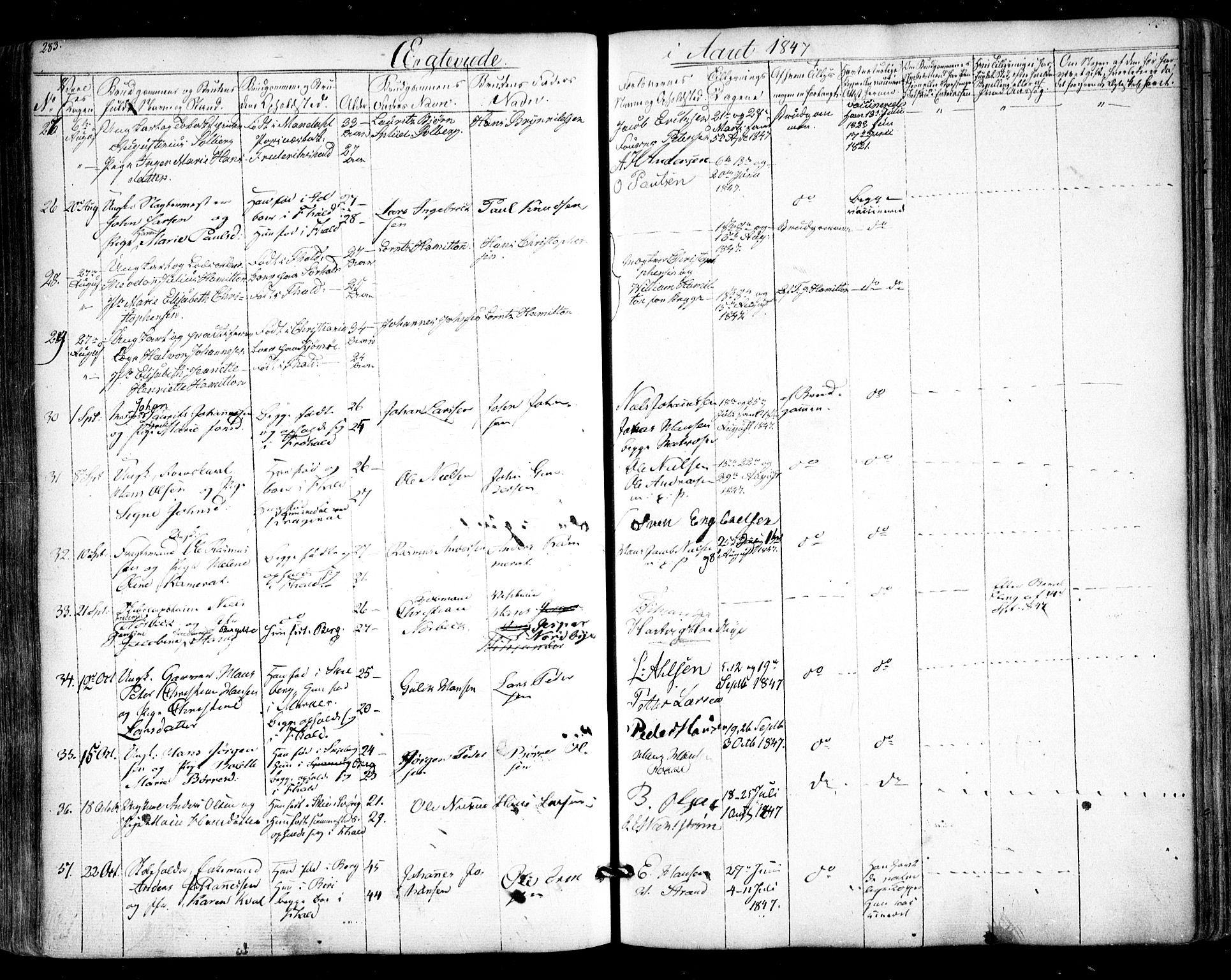 Halden prestekontor Kirkebøker, SAO/A-10909/F/Fa/L0006: Parish register (official) no. I 6, 1845-1856, p. 283