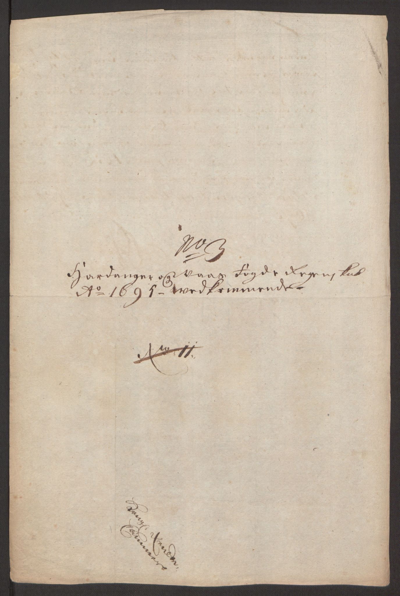 Rentekammeret inntil 1814, Reviderte regnskaper, Fogderegnskap, AV/RA-EA-4092/R48/L2976: Fogderegnskap Sunnhordland og Hardanger, 1695-1696, p. 180