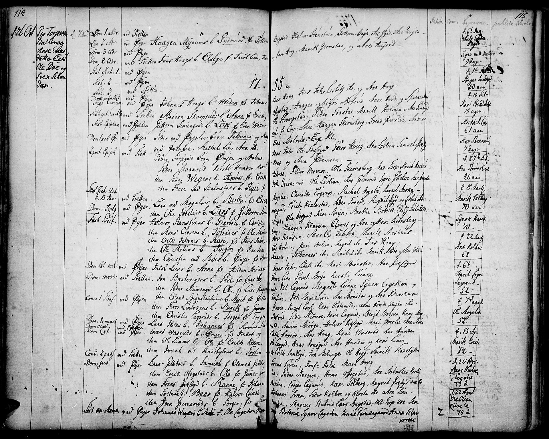 Øyer prestekontor, AV/SAH-PREST-084/H/Ha/Haa/L0002: Parish register (official) no. 2, 1733-1784, p. 114-115