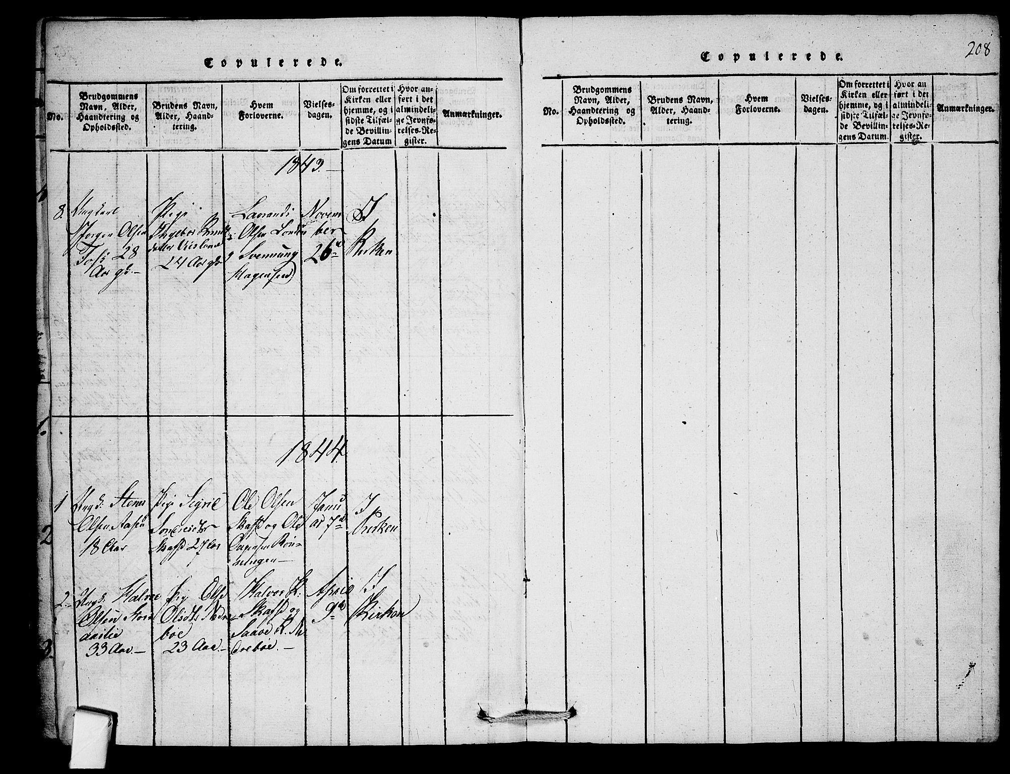 Mo kirkebøker, SAKO/A-286/F/Fb/L0001: Parish register (official) no. II 1, 1814-1844, p. 208