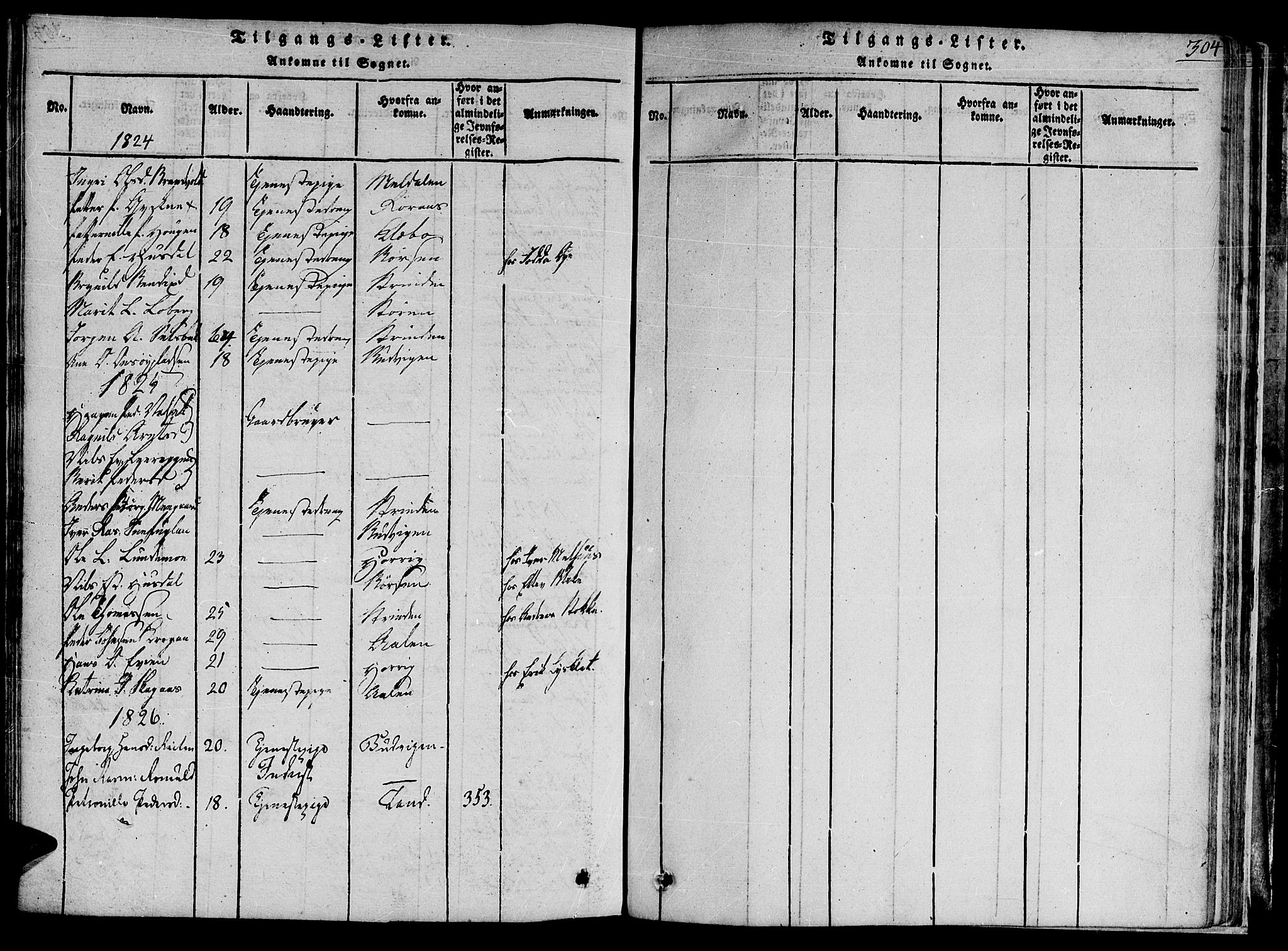 Ministerialprotokoller, klokkerbøker og fødselsregistre - Sør-Trøndelag, SAT/A-1456/691/L1065: Parish register (official) no. 691A03 /1, 1816-1826, p. 304