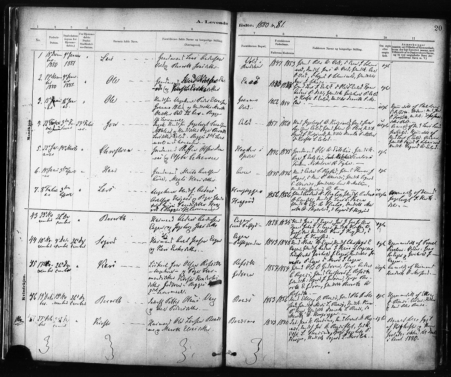 Ministerialprotokoller, klokkerbøker og fødselsregistre - Sør-Trøndelag, SAT/A-1456/687/L1002: Parish register (official) no. 687A08, 1878-1890, p. 20