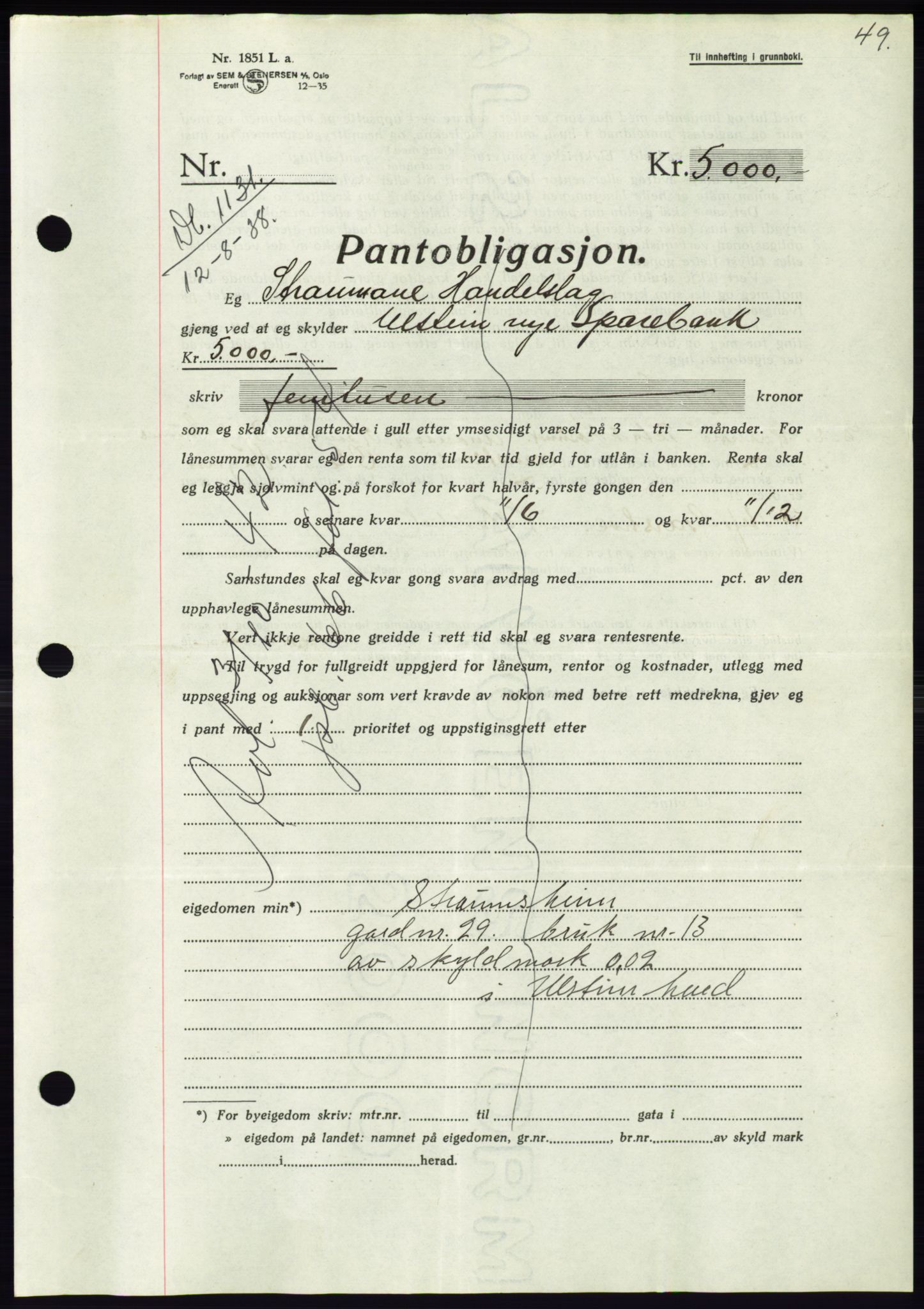 Søre Sunnmøre sorenskriveri, AV/SAT-A-4122/1/2/2C/L0066: Mortgage book no. 60, 1938-1938, Diary no: : 1131/1938