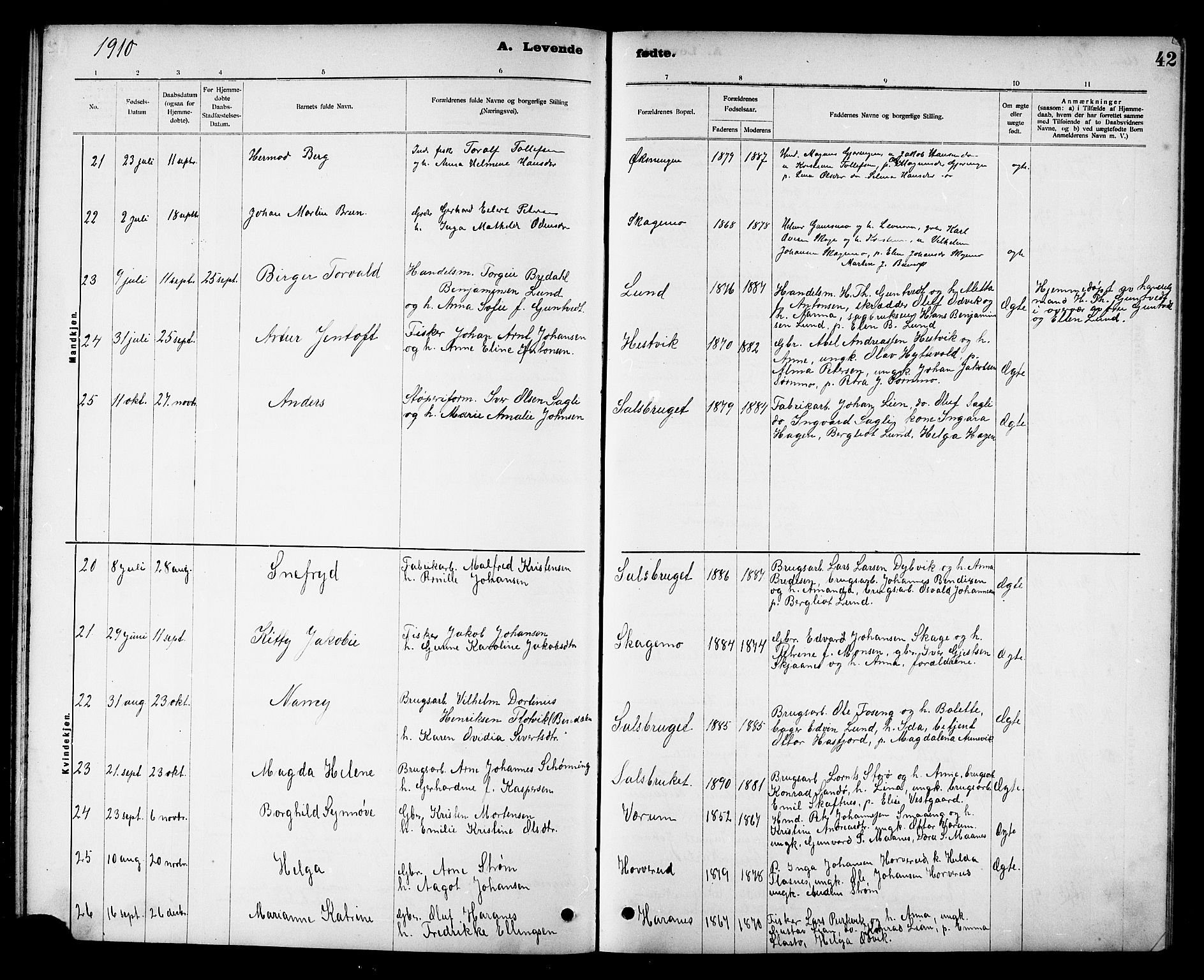 Ministerialprotokoller, klokkerbøker og fødselsregistre - Nord-Trøndelag, AV/SAT-A-1458/780/L0652: Parish register (copy) no. 780C04, 1899-1911, p. 42