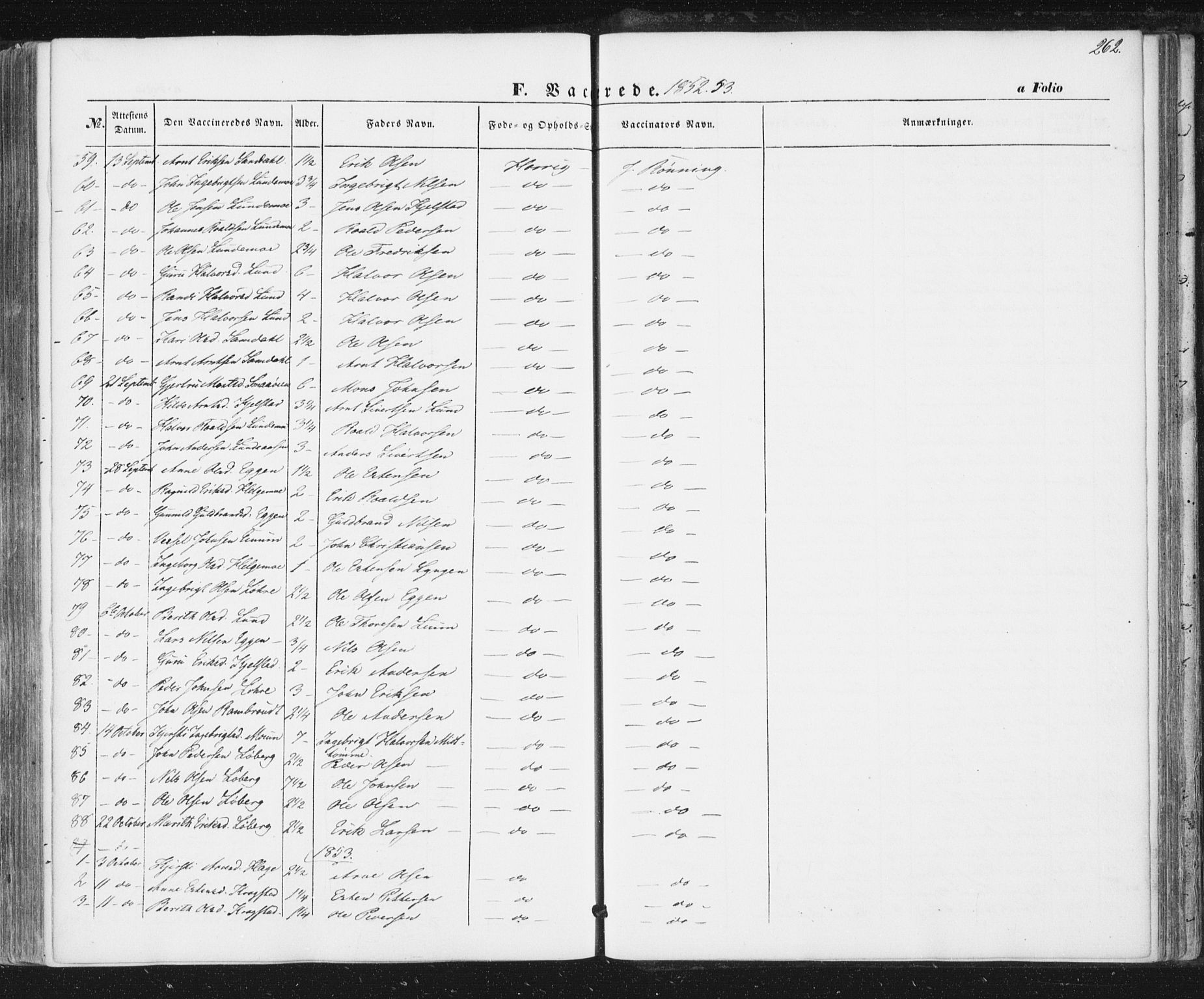 Ministerialprotokoller, klokkerbøker og fødselsregistre - Sør-Trøndelag, SAT/A-1456/692/L1103: Parish register (official) no. 692A03, 1849-1870, p. 262