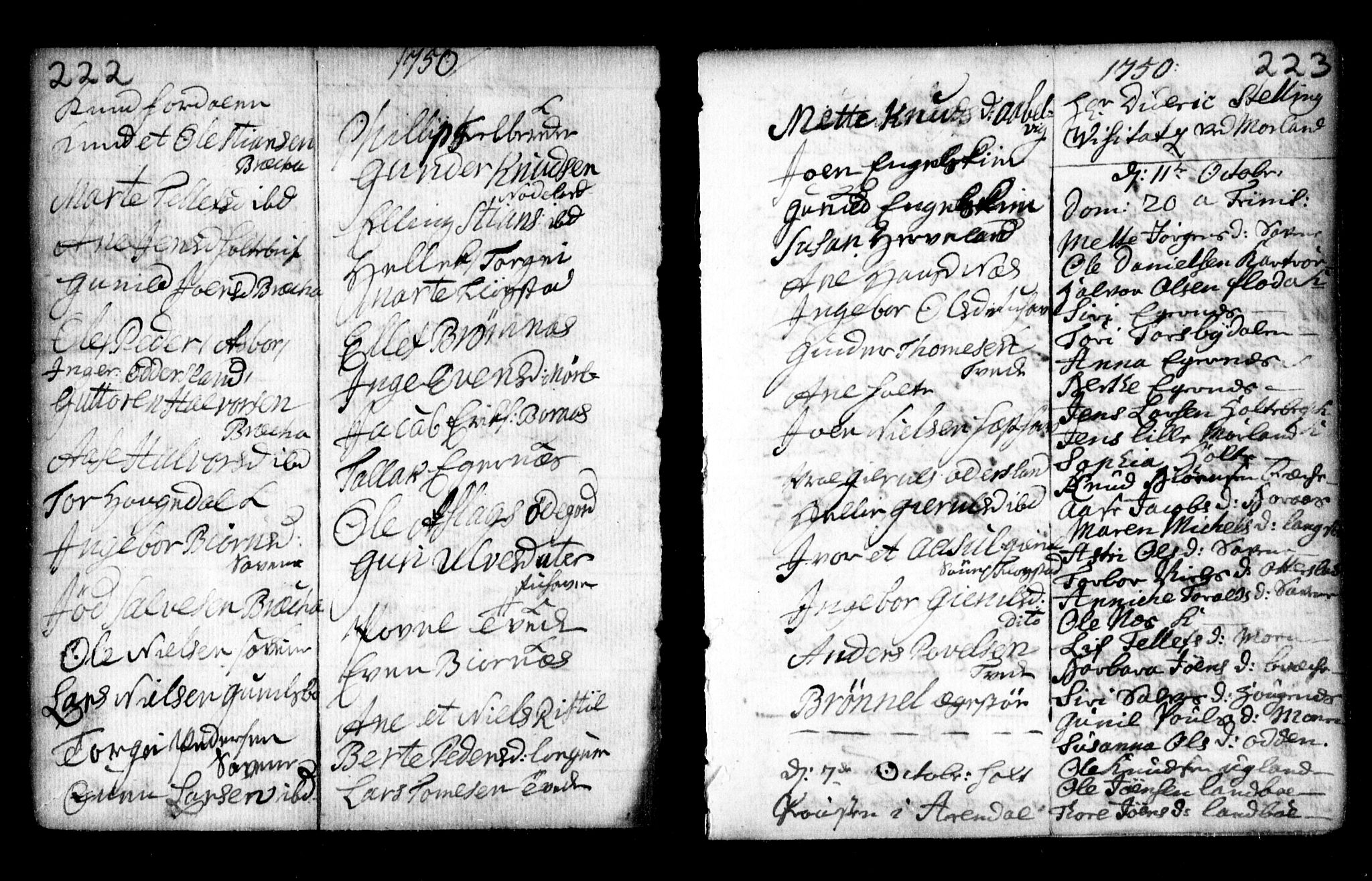 Holt sokneprestkontor, AV/SAK-1111-0021/F/Fa/L0002: Parish register (official) no. A 2, 1739-1753, p. 222-223