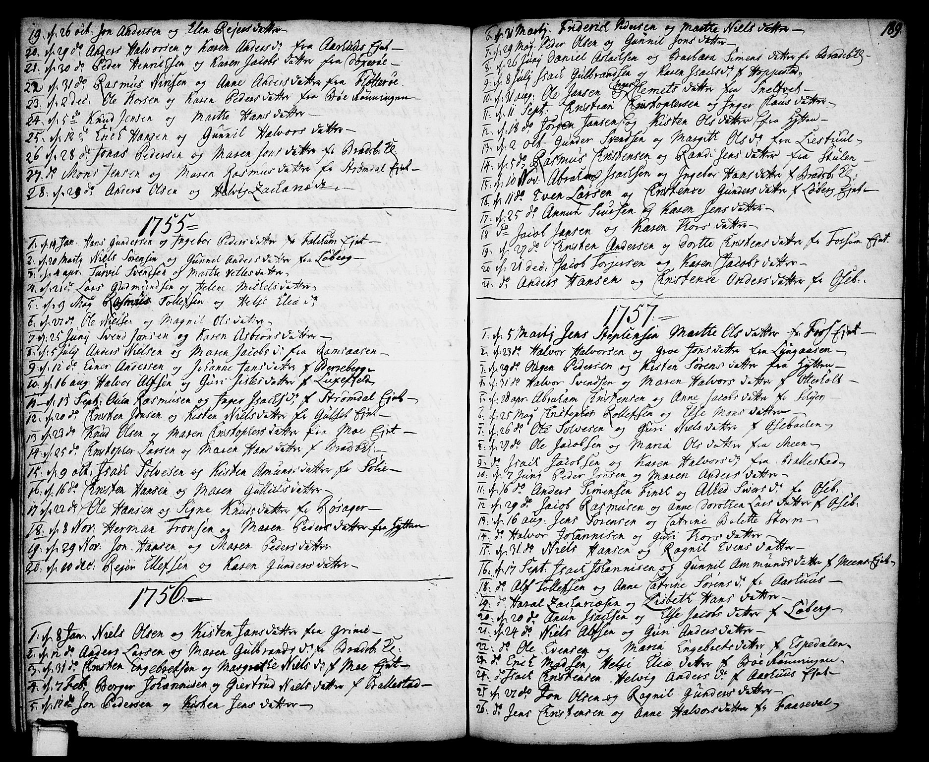 Gjerpen kirkebøker, AV/SAKO-A-265/F/Fa/L0002: Parish register (official) no. I 2, 1747-1795, p. 189