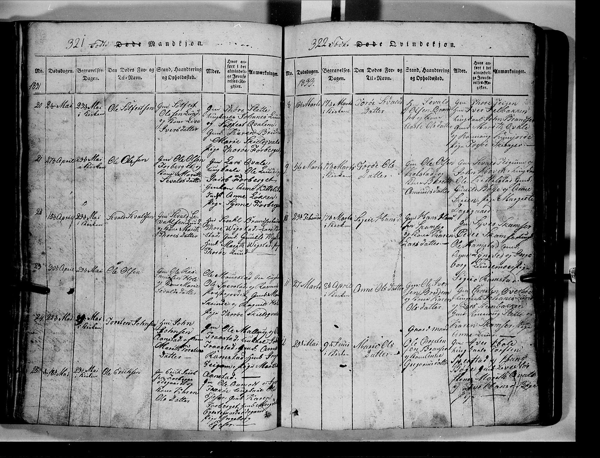 Lom prestekontor, AV/SAH-PREST-070/L/L0003: Parish register (copy) no. 3, 1815-1844, p. 321-322