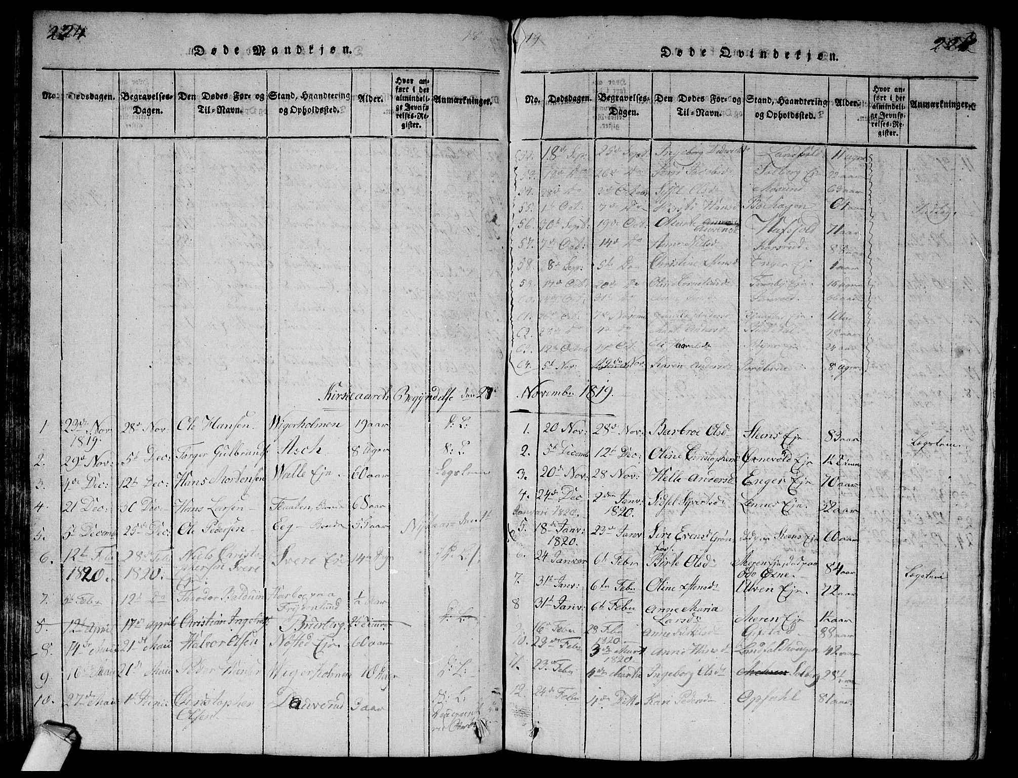 Lier kirkebøker, AV/SAKO-A-230/G/Ga/L0001: Parish register (copy) no. I 1, 1813-1824, p. 224-225