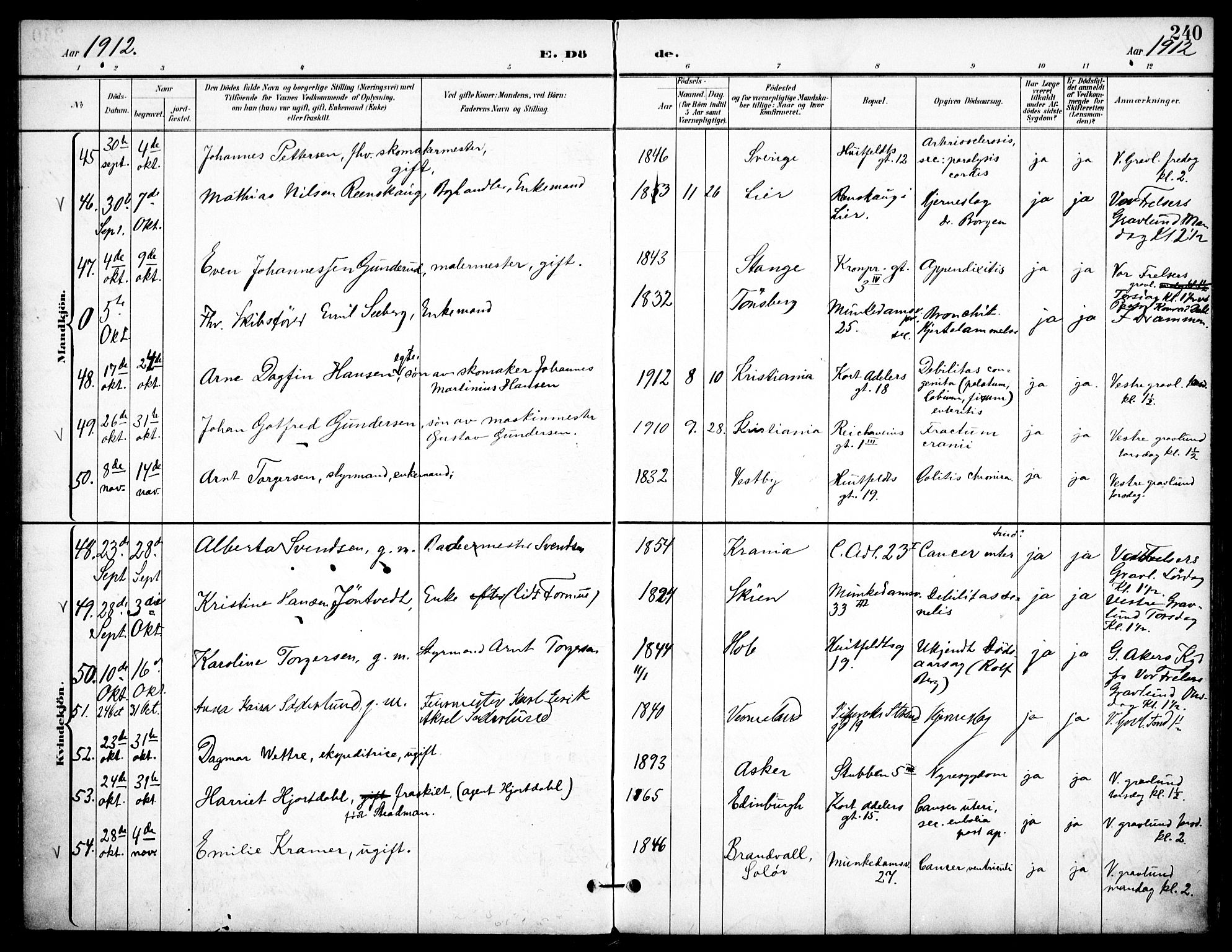 Johannes prestekontor Kirkebøker, SAO/A-10852/F/Fa/L0008: Parish register (official) no. 8, 1897-1917, p. 240