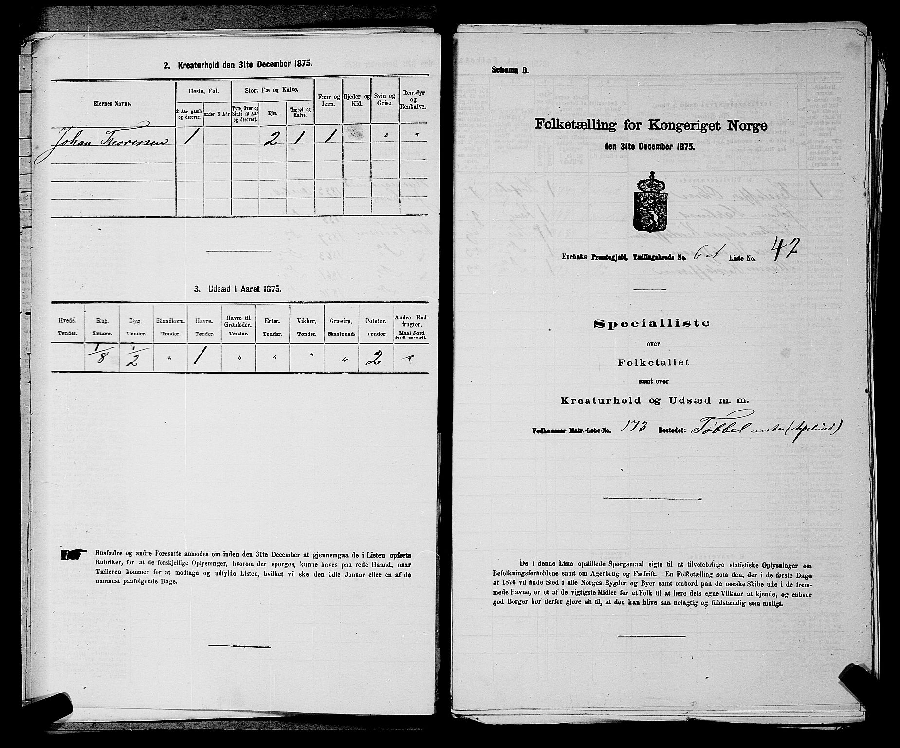 RA, 1875 census for 0229P Enebakk, 1875, p. 1101