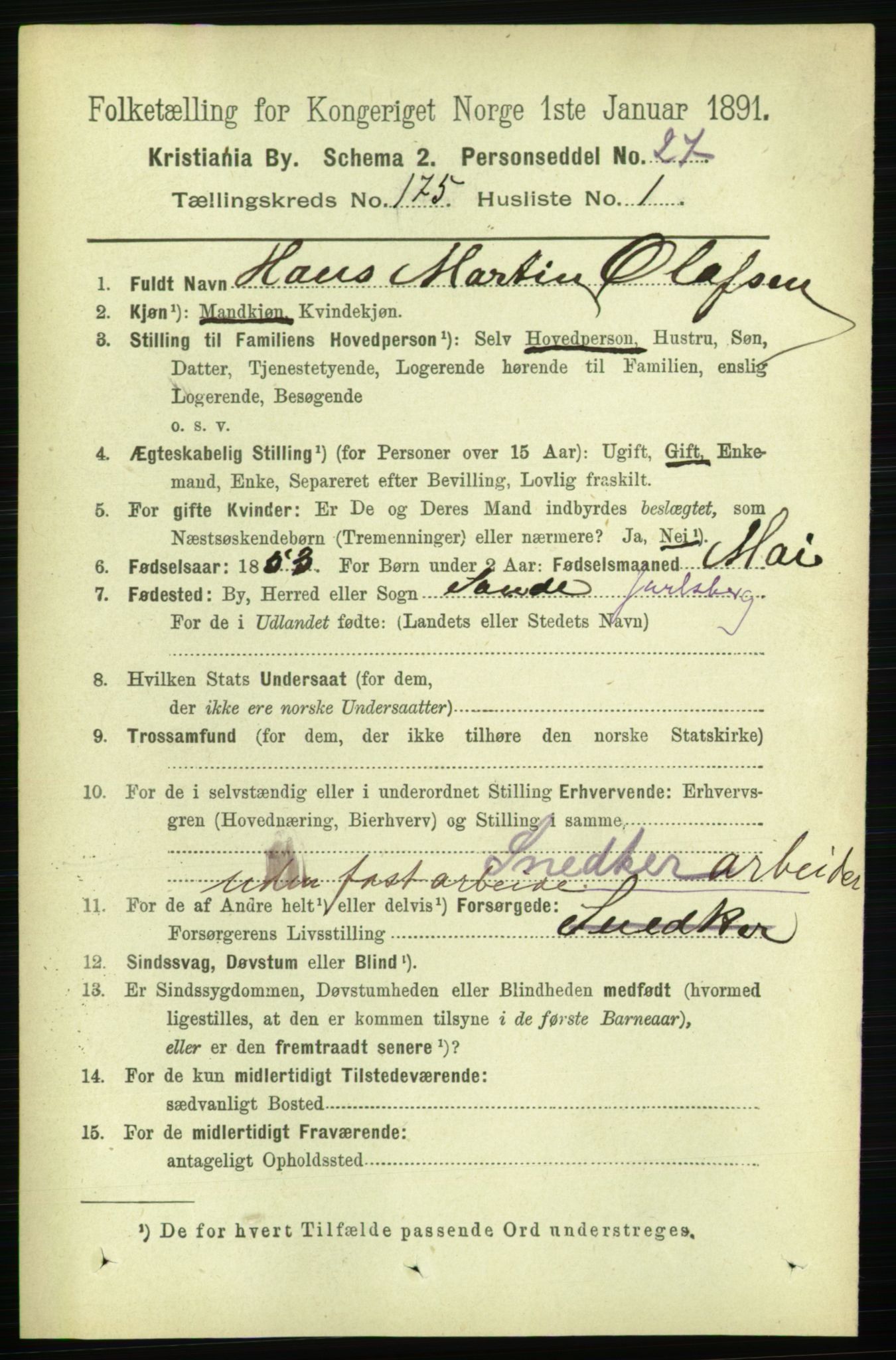 RA, 1891 census for 0301 Kristiania, 1891, p. 104774