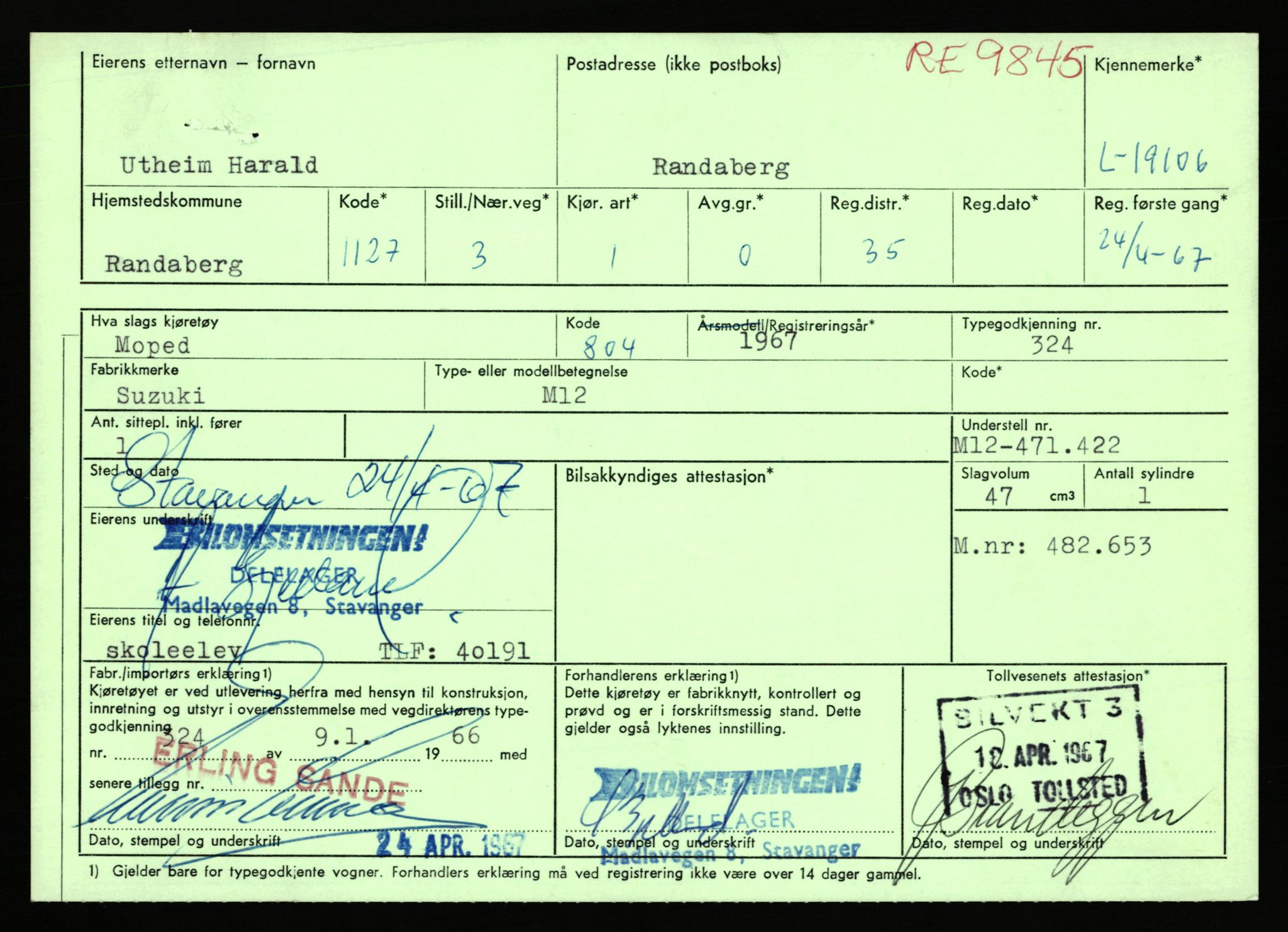 Stavanger trafikkstasjon, AV/SAST-A-101942/0/F/L0035: L-19100 - L-19999, 1930-1971, p. 19