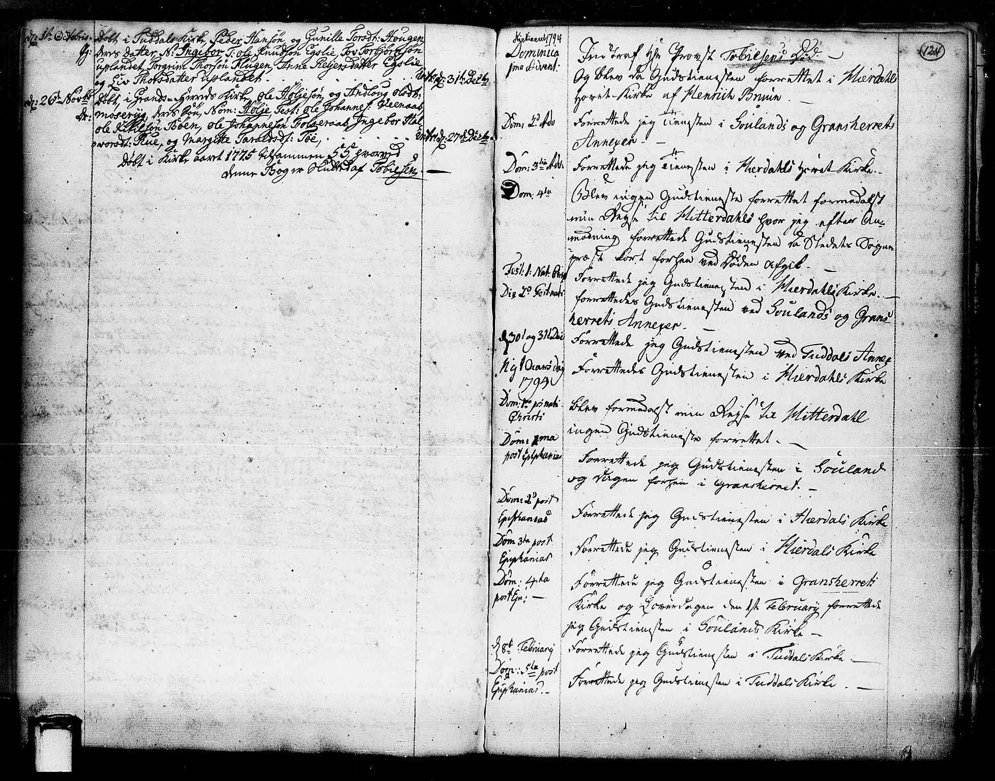 Hjartdal kirkebøker, SAKO/A-270/F/Fa/L0003: Parish register (official) no. I 3, 1727-1775, p. 124