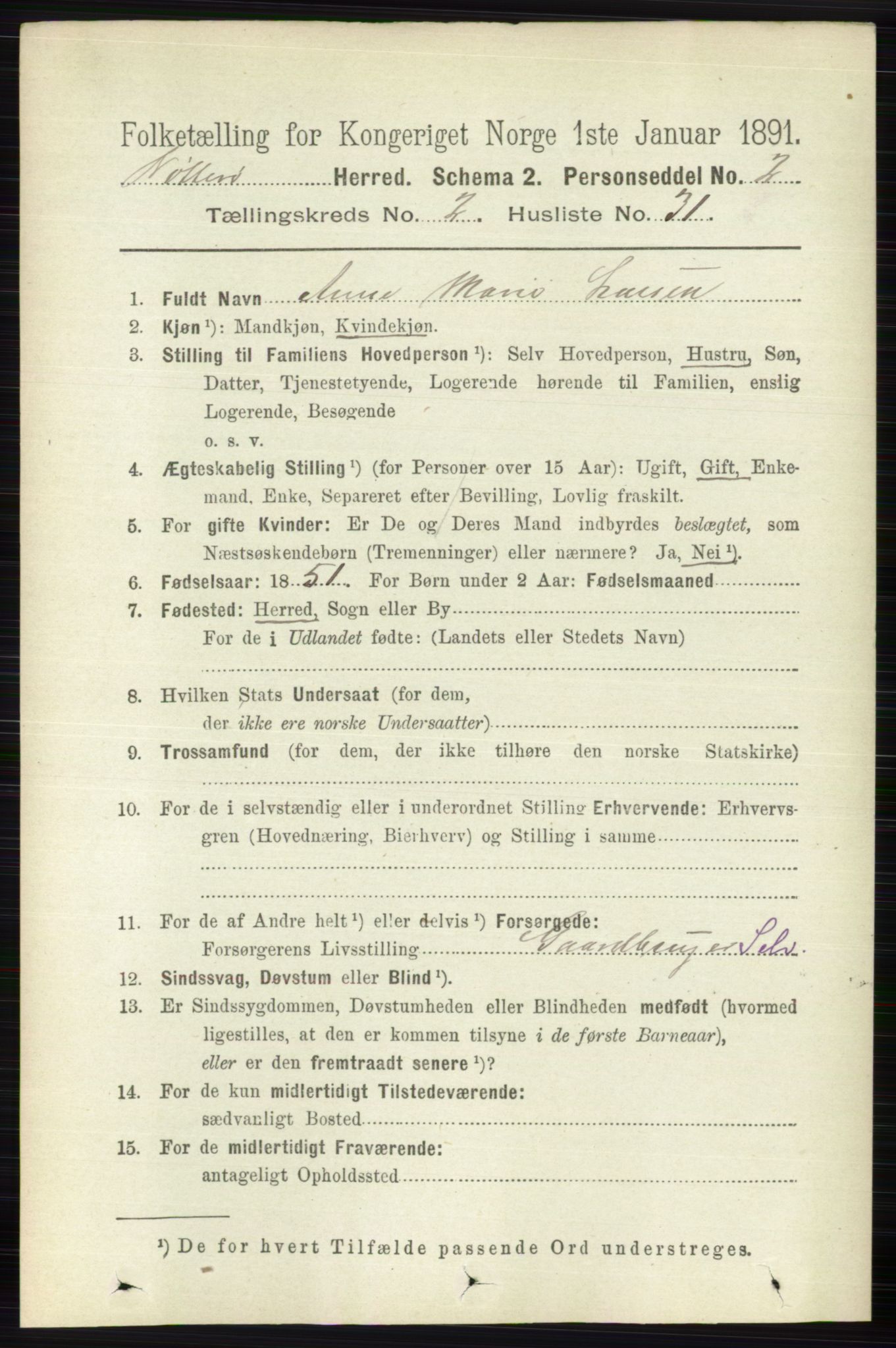 RA, 1891 census for 0722 Nøtterøy, 1891, p. 1043
