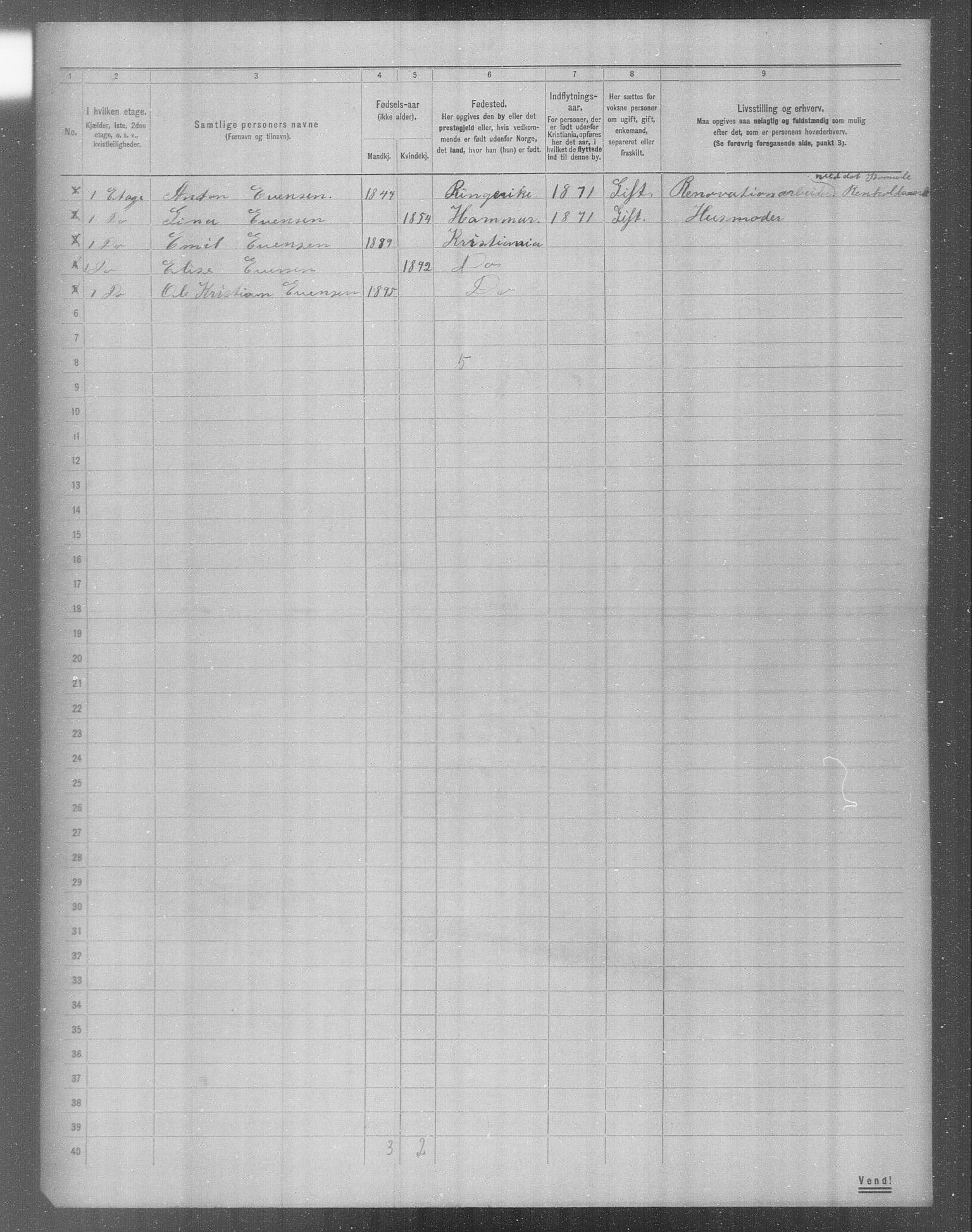 OBA, Municipal Census 1904 for Kristiania, 1904, p. 16513